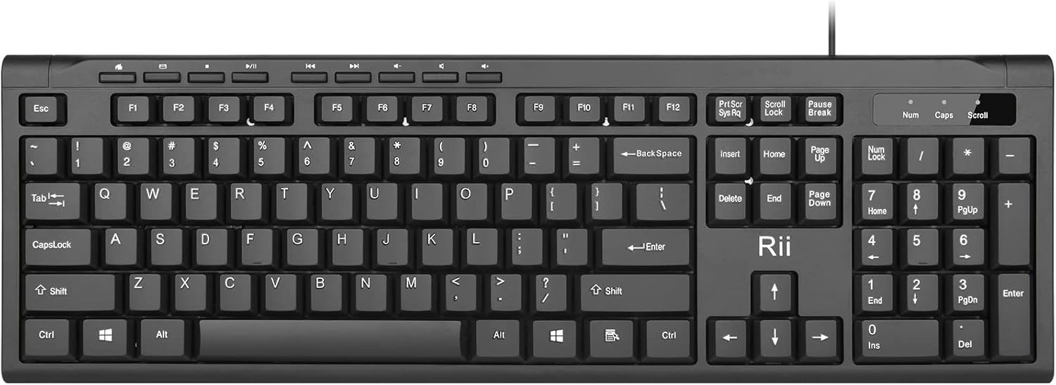 Rii RK907 Ultra-Slim Compact USB Wired Keyboard for Mac and Pc,Windows 10/8 / 7