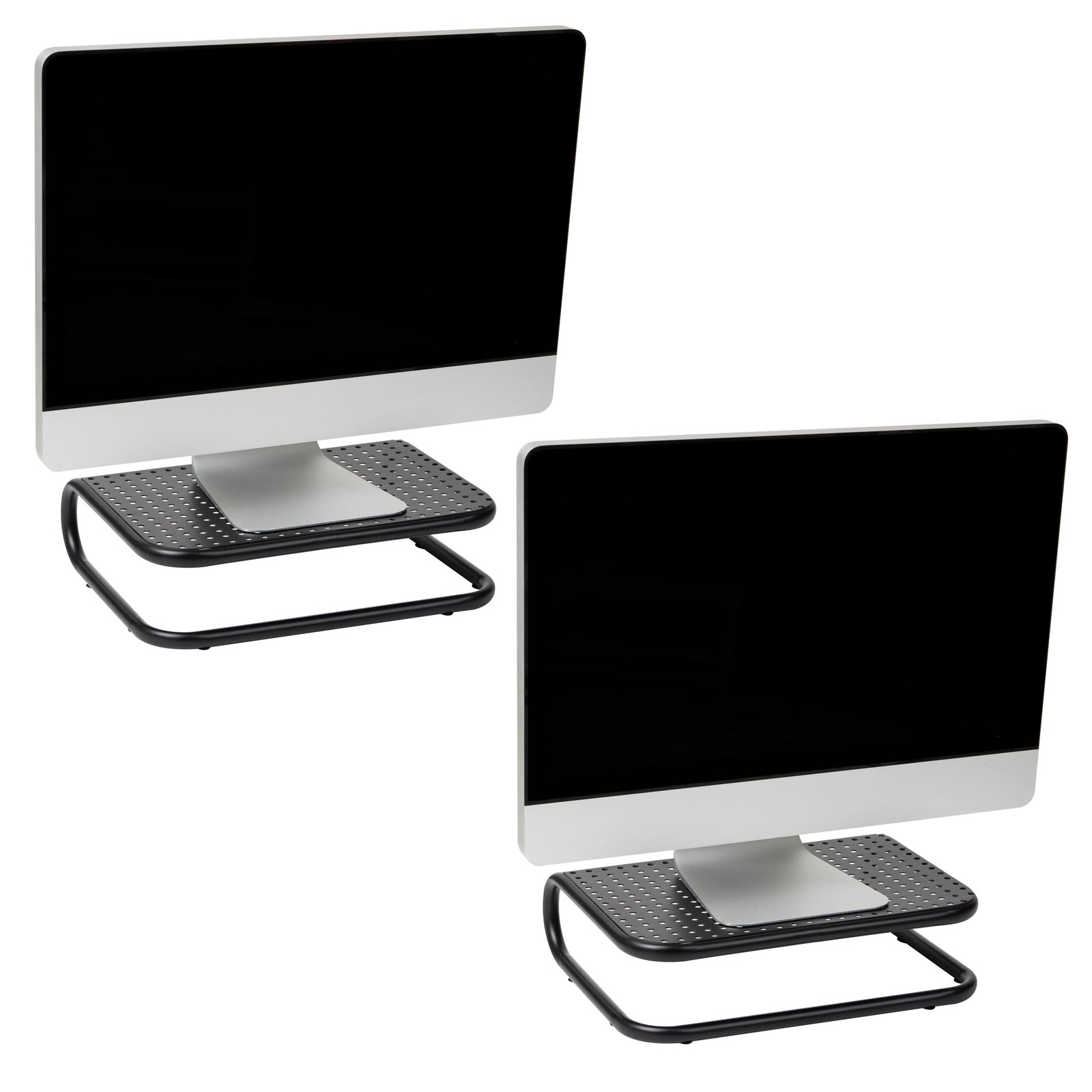 Mind Reader Monitor Stand, Set of 2, Ventilated Laptop Riser, 2 Pack, Black