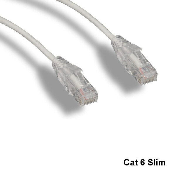 KNTK White 2ft Slim Cat6 UTP Ethernet Patch Cord OD 3.6MM 28AWG Networking RJ45