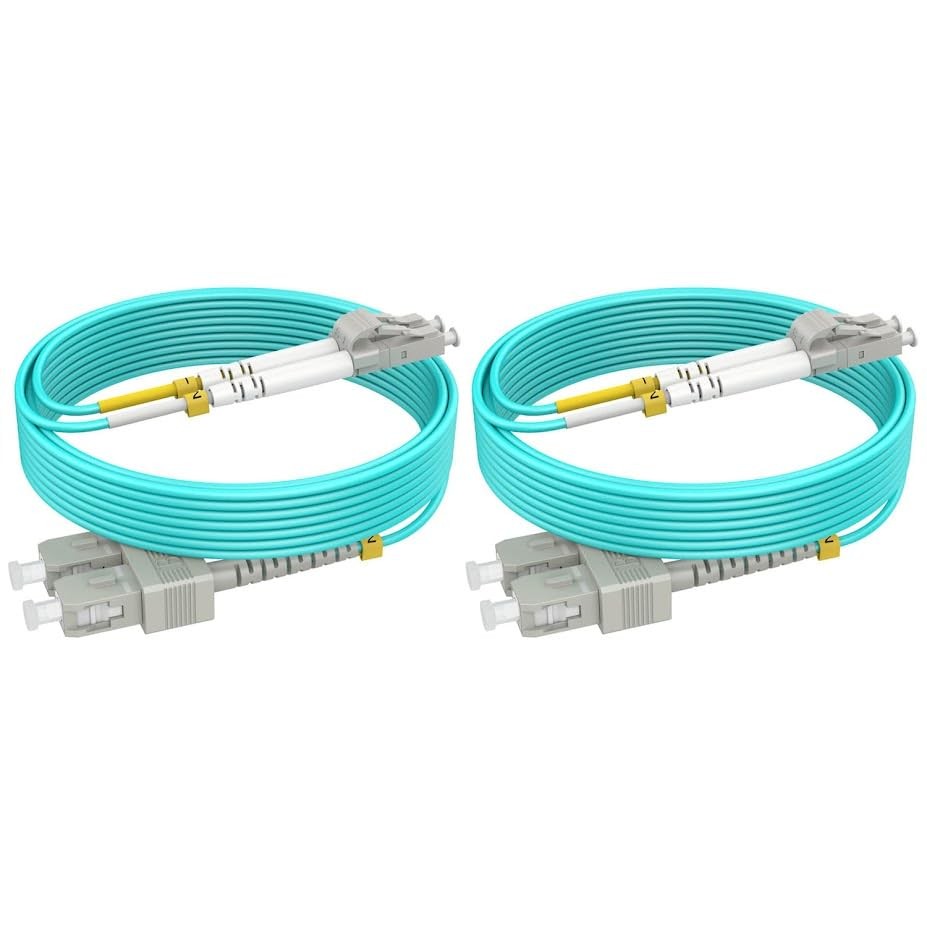 2 PCS 5m 15ft SC To LC OM4 Multimode Duplex Fiber Patch Cables 50/125m LSZH