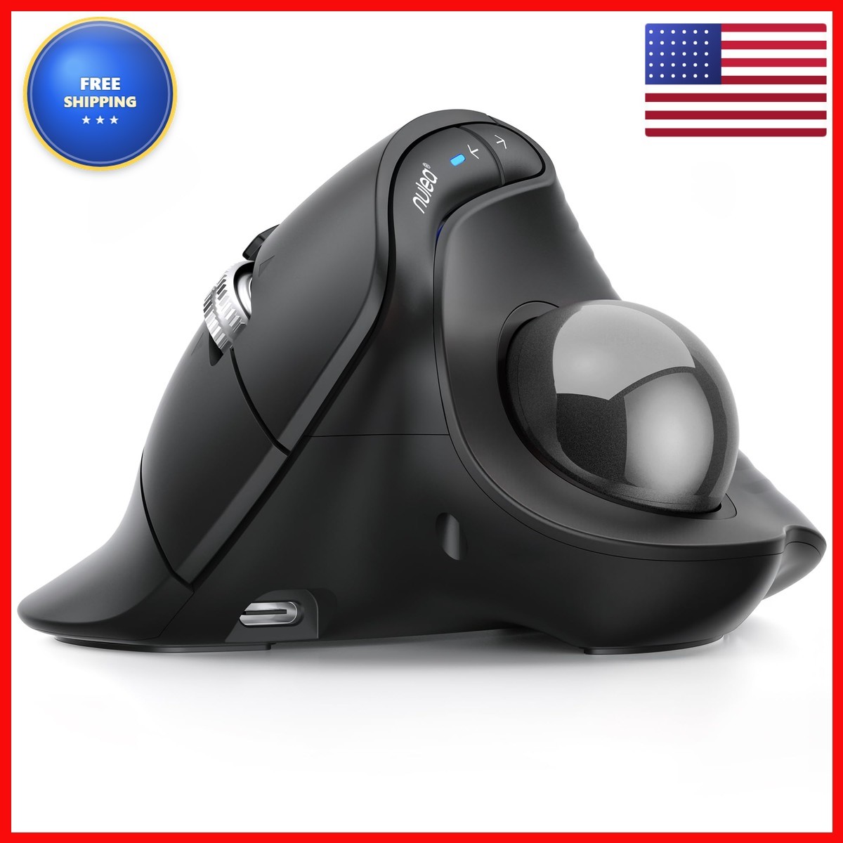 Nulea Wireless Vertical Trackball Mouse - Thumb Control