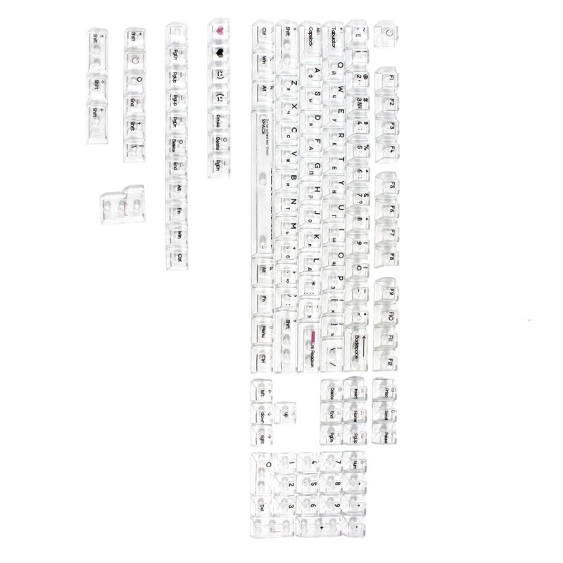 132Keys PC Keycaps Russian Crystal Transparents Backlit for Mechanical Keyboards