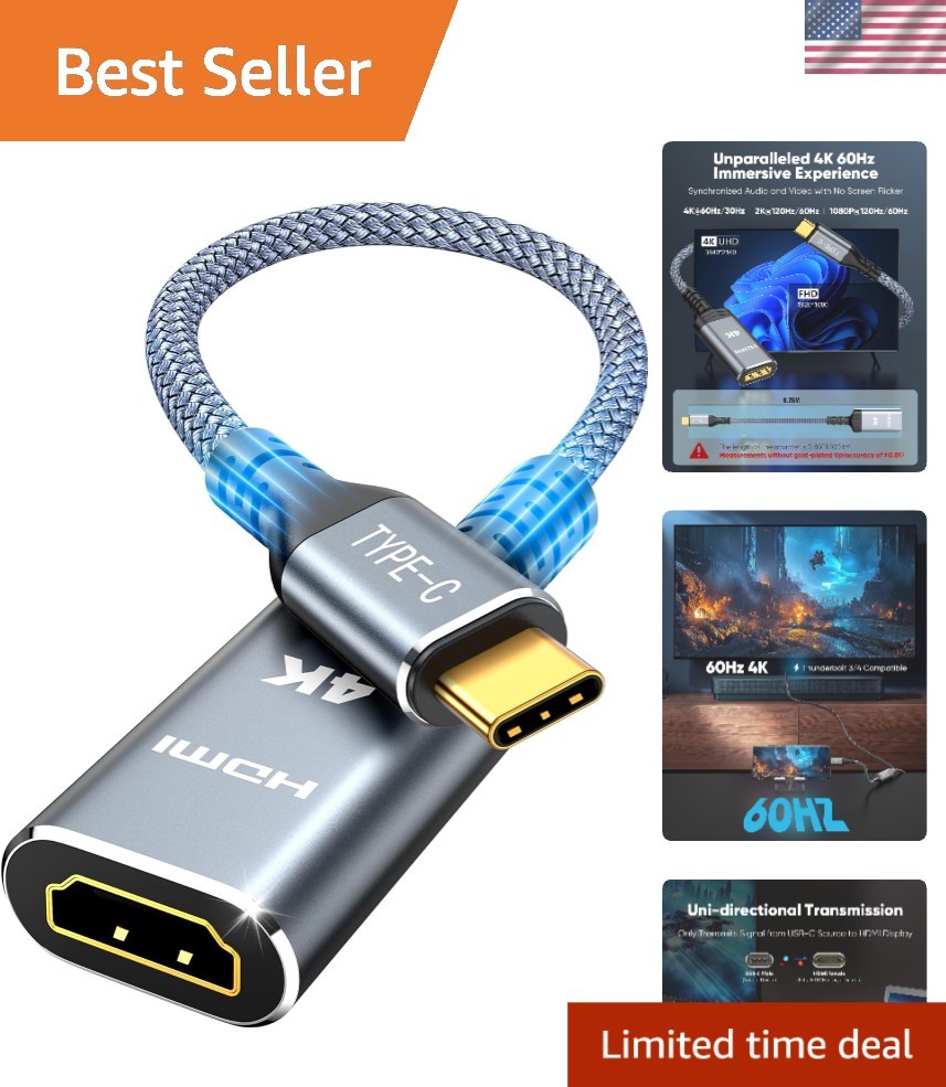 Plug and Play USB-C to HDMI Adapter 4K@60Hz - Perfect for Seamless Streaming