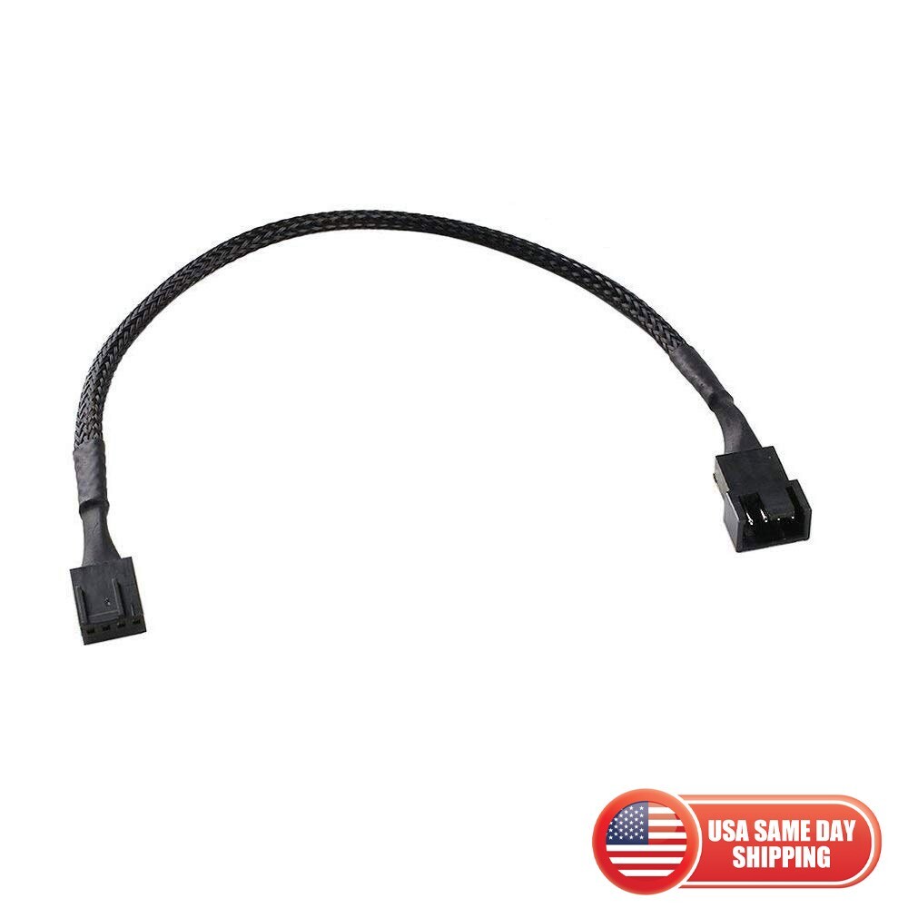 4-Pin PWM to PWM Sleeved PC Computer Case CPU Fan Power Extension Adapter Cable