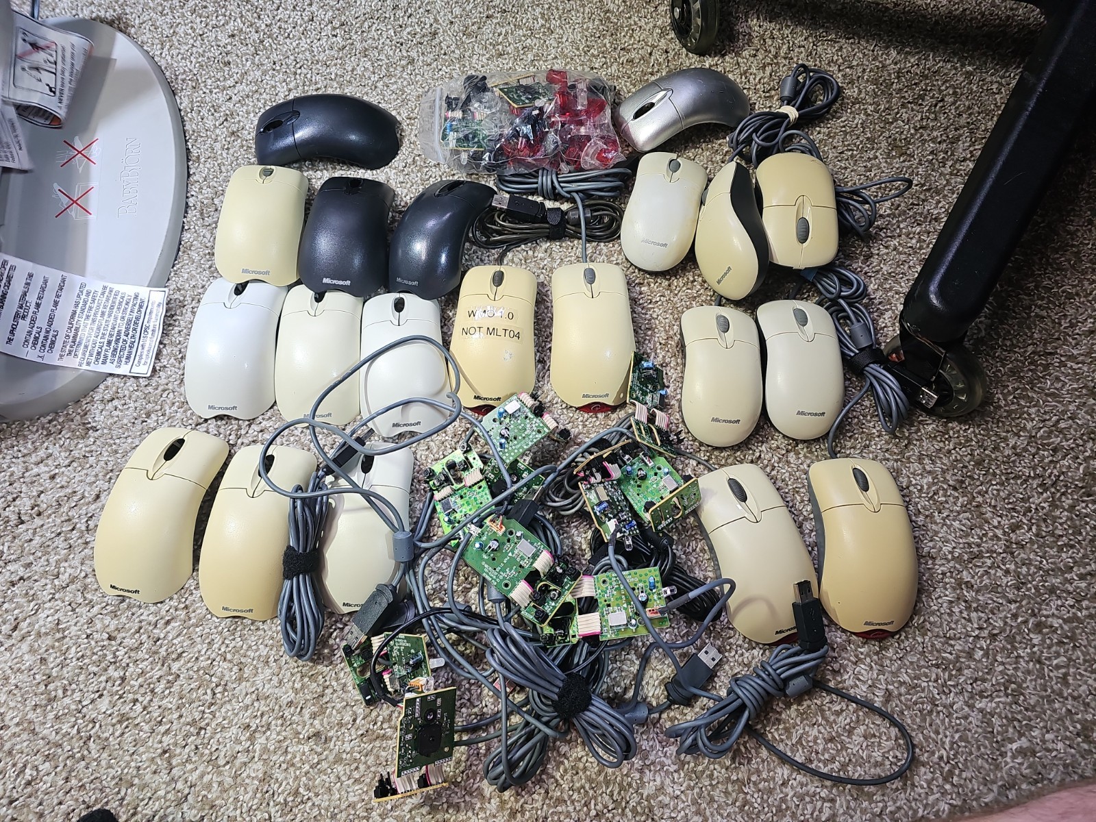 READ🖱️ Lot Of 18 Microsoft Wheel Mouse OPTICAL WMO 1.1A USB MLT04 MODDED BASES