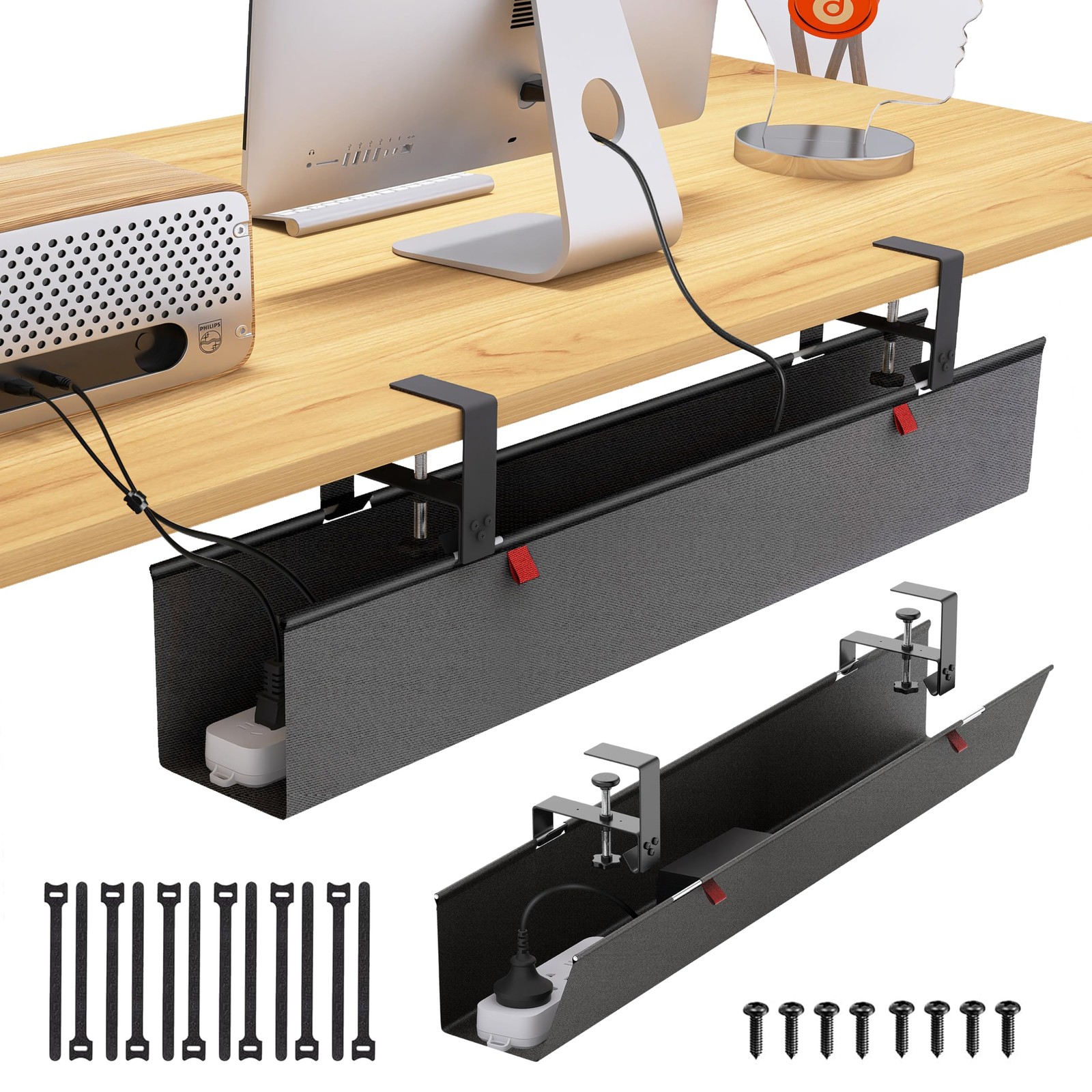 Cotohim Under Desk Cable Management Tray - Under Desk Cord Management - Clamp...
