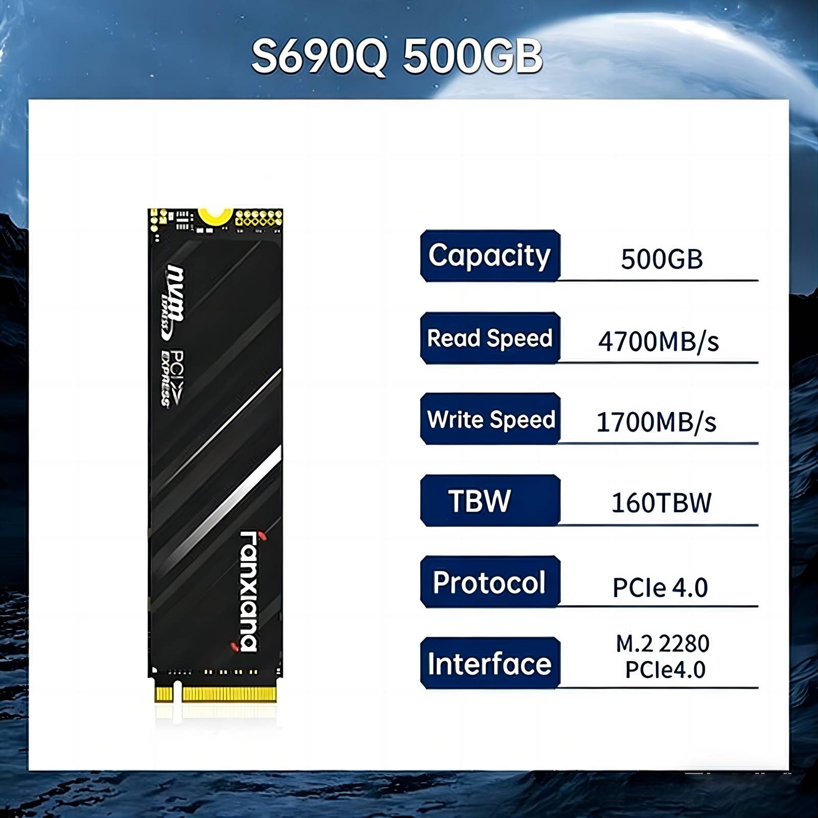 Fanxiang NVMe M.2 2280 SSD 500GB PCIe gen4 Internal Solid State Drive For PS5/pc