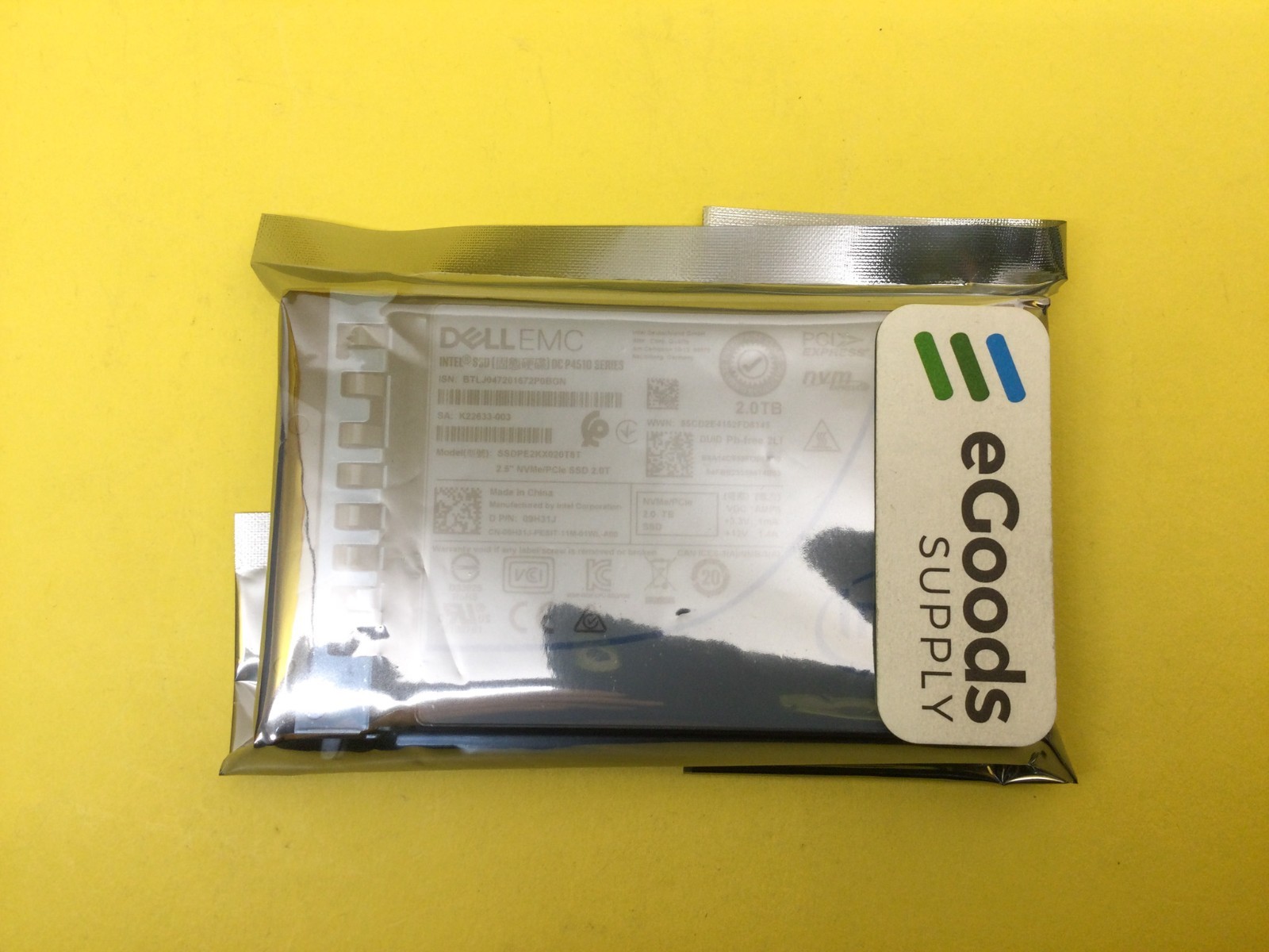 9H31J DELL 2TB NVME PCIE3.0 U.2 2.5IN SSD SSDPE2KX020T8T NEW