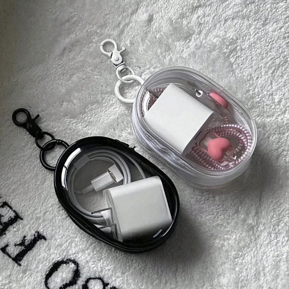 2pcs Mini Transparent Storage Bag Zipper PVC Case Keychain Travel Pouch - NEW