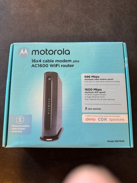 Motorola MG7540 DOCSIS 3.0 Cable Modem + AC1600 Dual-Band WiFi Router