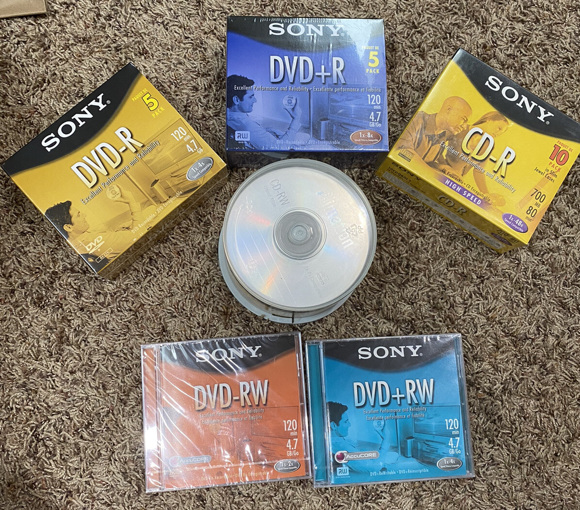 Sony CD-R High Speed Recordable Disc Lot DVD & CD-R Sealed Packs, Spindle New