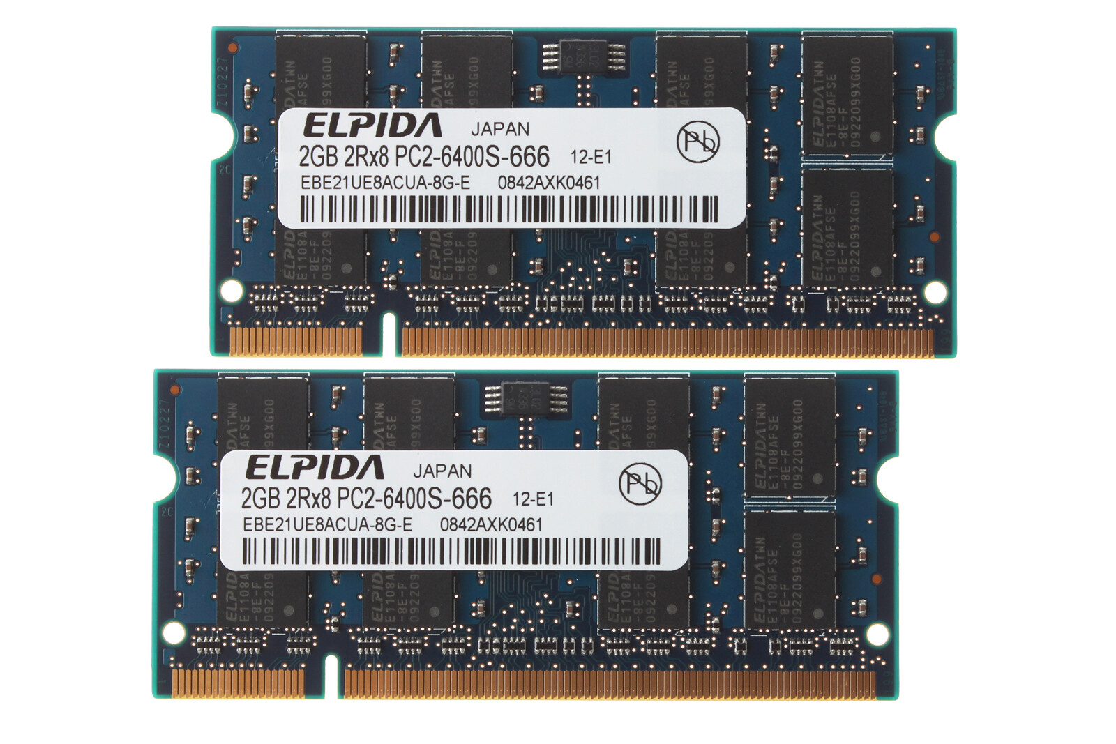 Elpida 4GB 2X 2GB 2RX8 PC2 6400 DDR2 800 Mhz 200Pin Sodimm Laptop RAM Memory #N