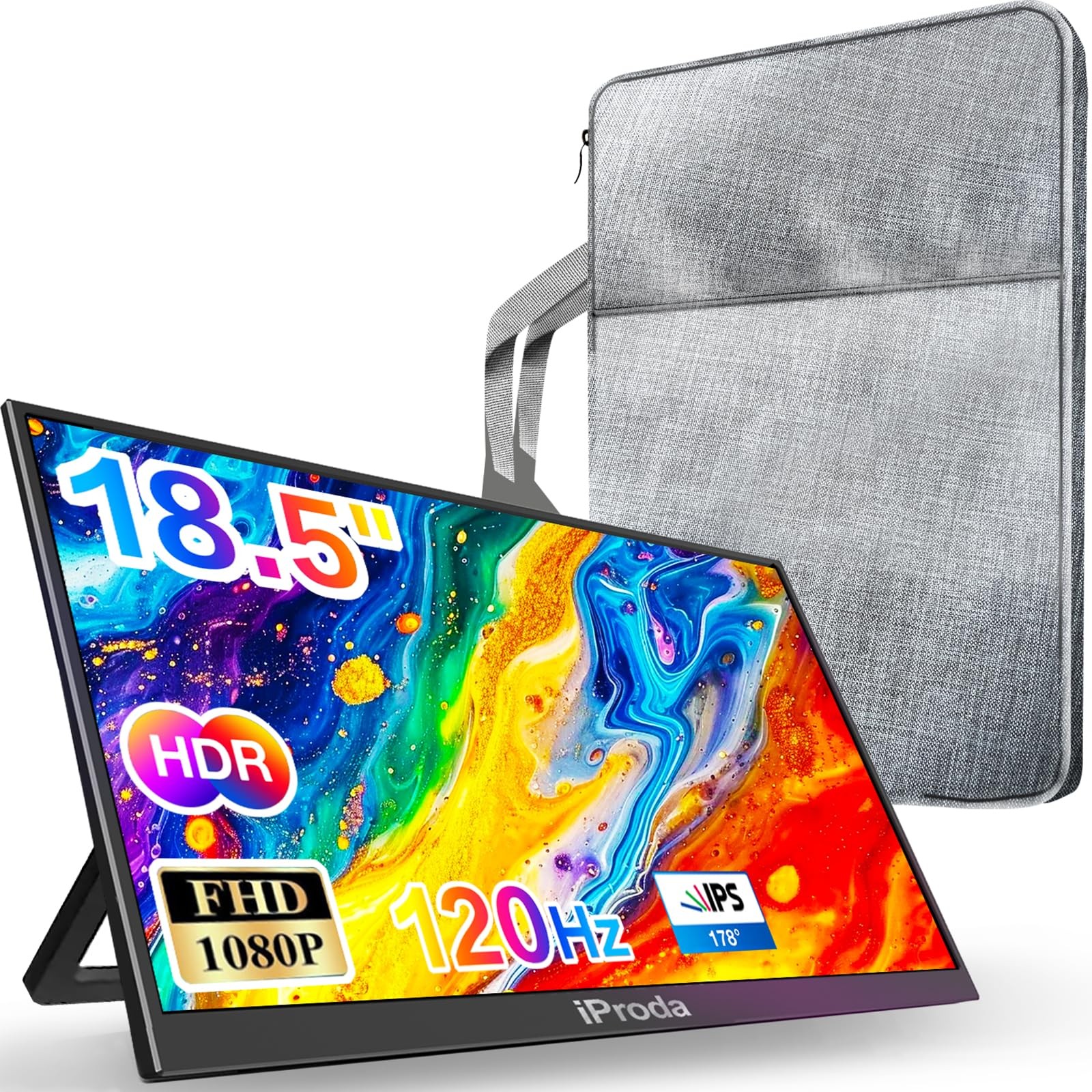 iProda 18.5" Portable Monitor 120Hz FHD 1080P USB-C HDMI Travel Display