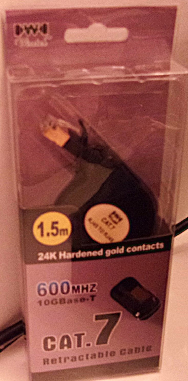 CAT 7 Retractable Cable 600MHz 24k Hardened Gold Contacts 1.5m  NEW