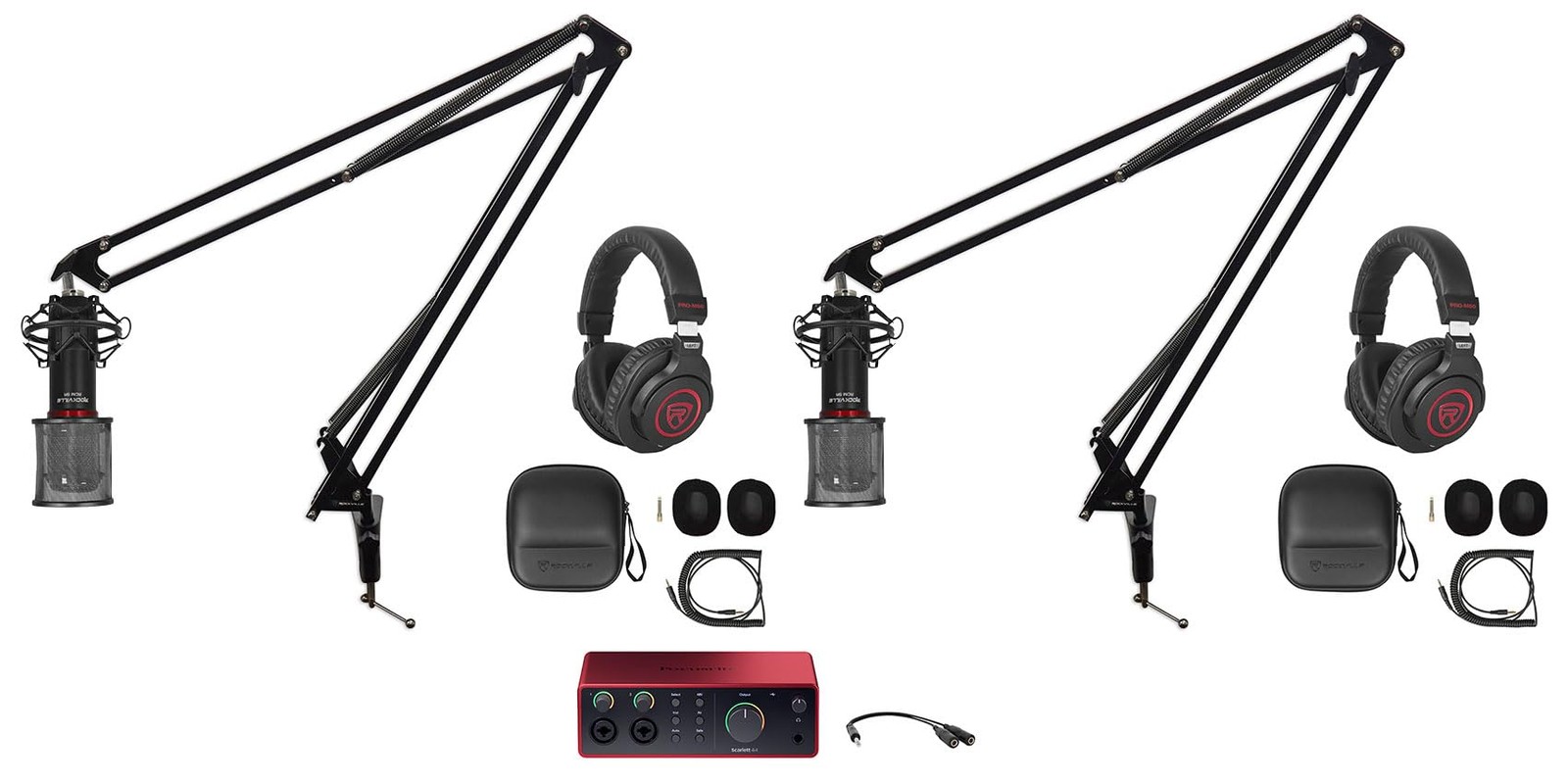 2-Person Podcast Podcasting Recording Kit w/Scarlett 4i4 4th Gen Interface+Boom
