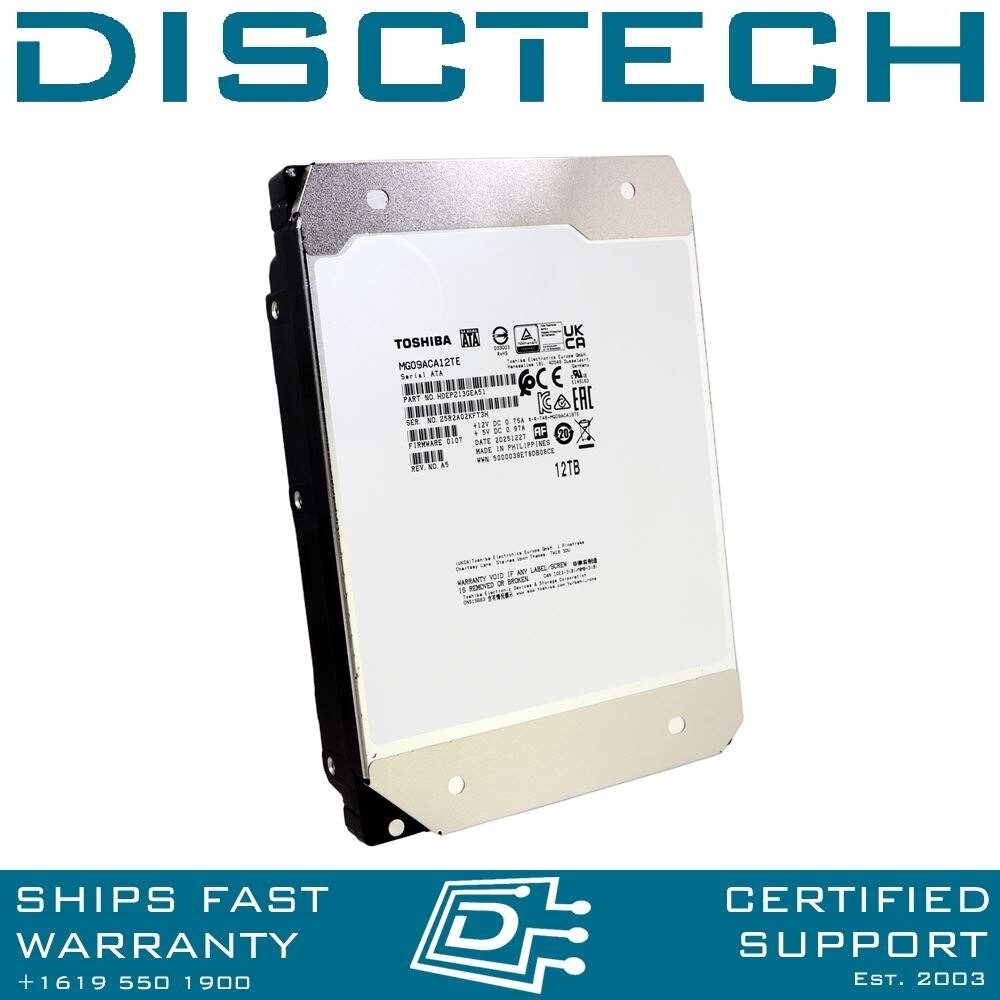 Toshiba MG09ACA12TE 12TB 3.5” LFF 6Gbps 7.2K RPM 512e MG09 Series SATA HD