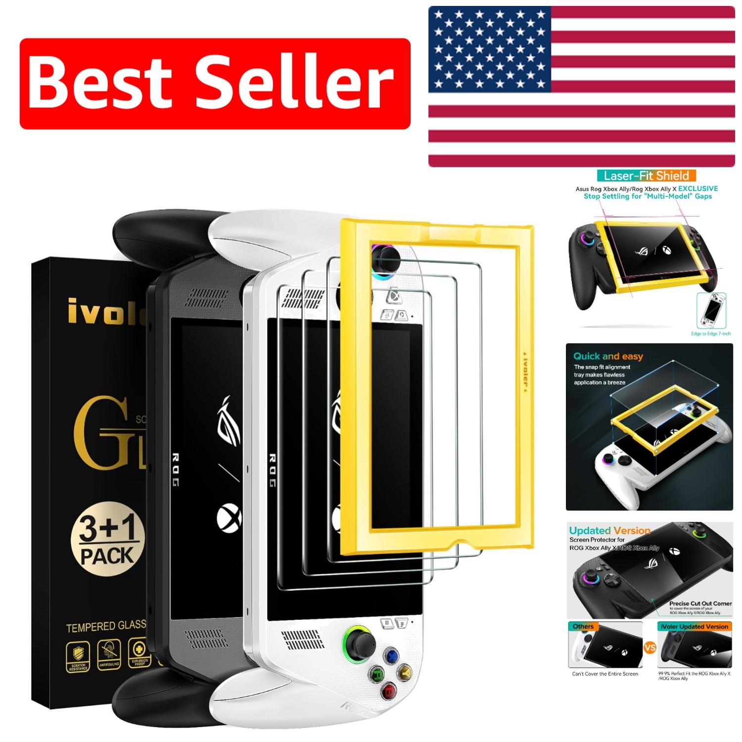 Ultra HD 3-Pack Screen Protectors for ASUS ROG Xbox Ally with Alignment Frame