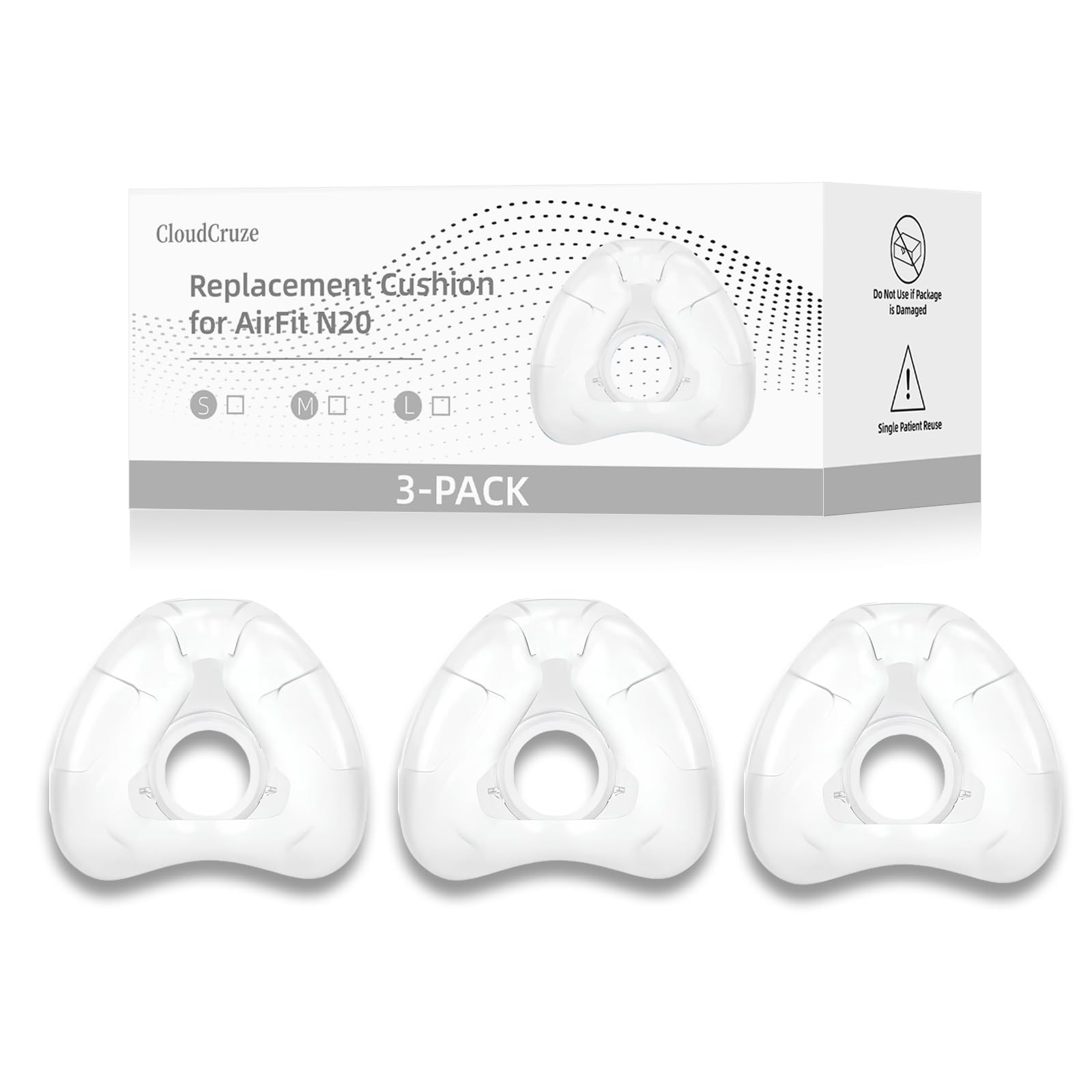 Replacement Cushion Seal for N20- Medium, 3 Pack, Aftermarket, Soft Silicone
