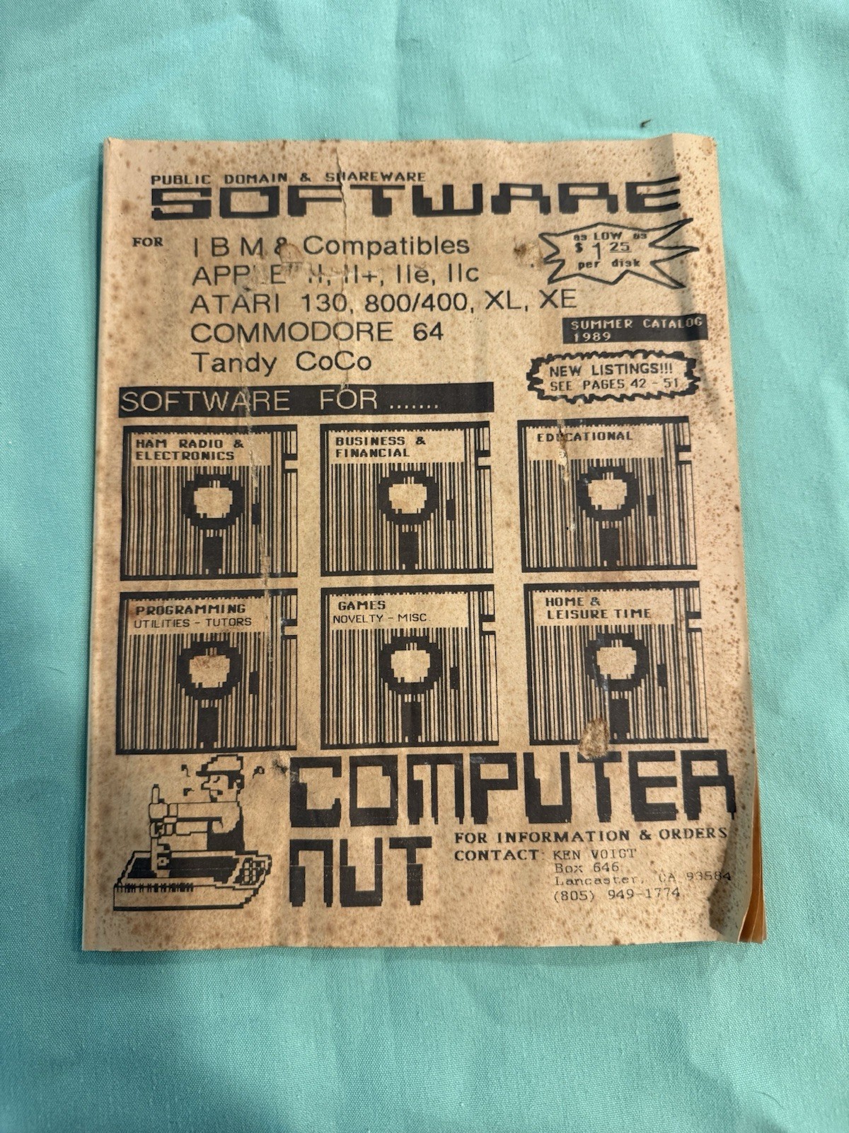 1989 Software Catalog Ken Voight Apple II, Commodore 64, Atari, Tandy CoCo