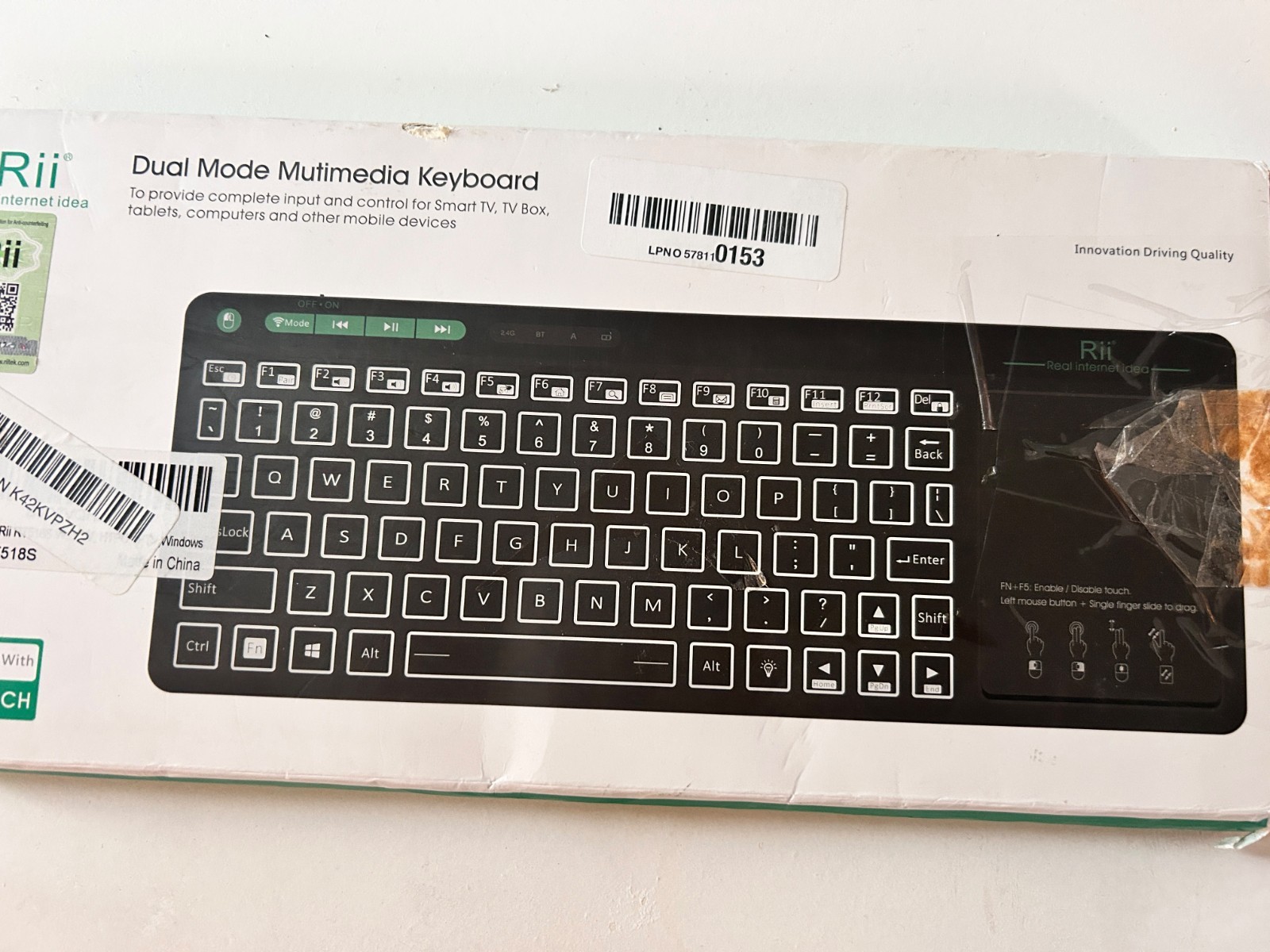 Rii Dual Mode RT518S Wireless and Bluetooth Multimedia Keyboard