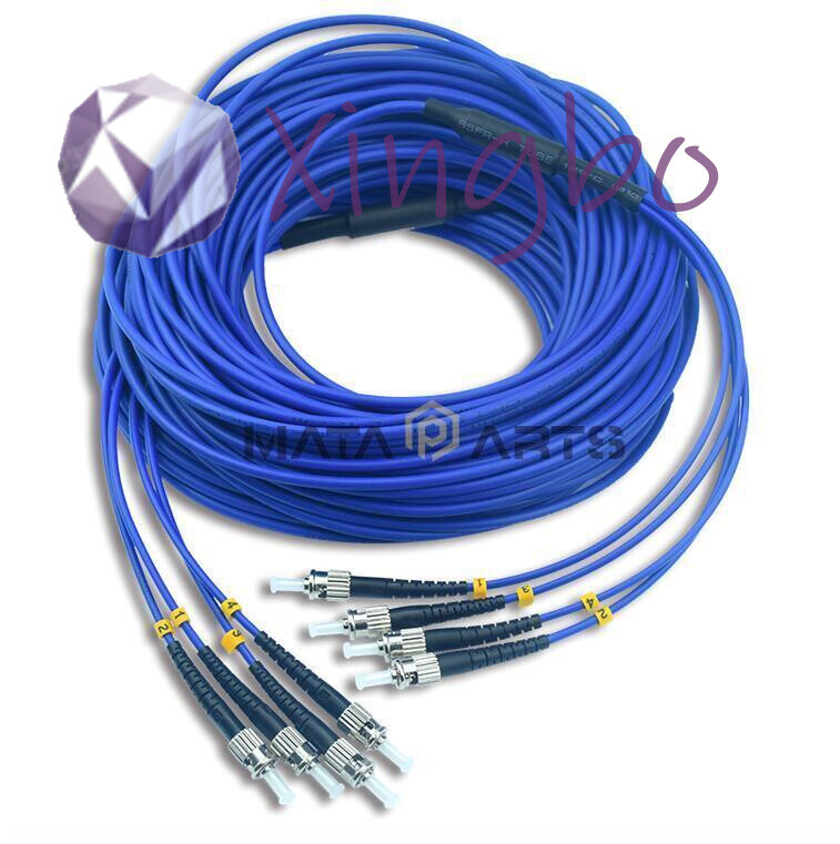 50M Indoor Armored ST-ST UPC 4 Strand Single-Mode 9/125 Fiber Optic Patch Cord