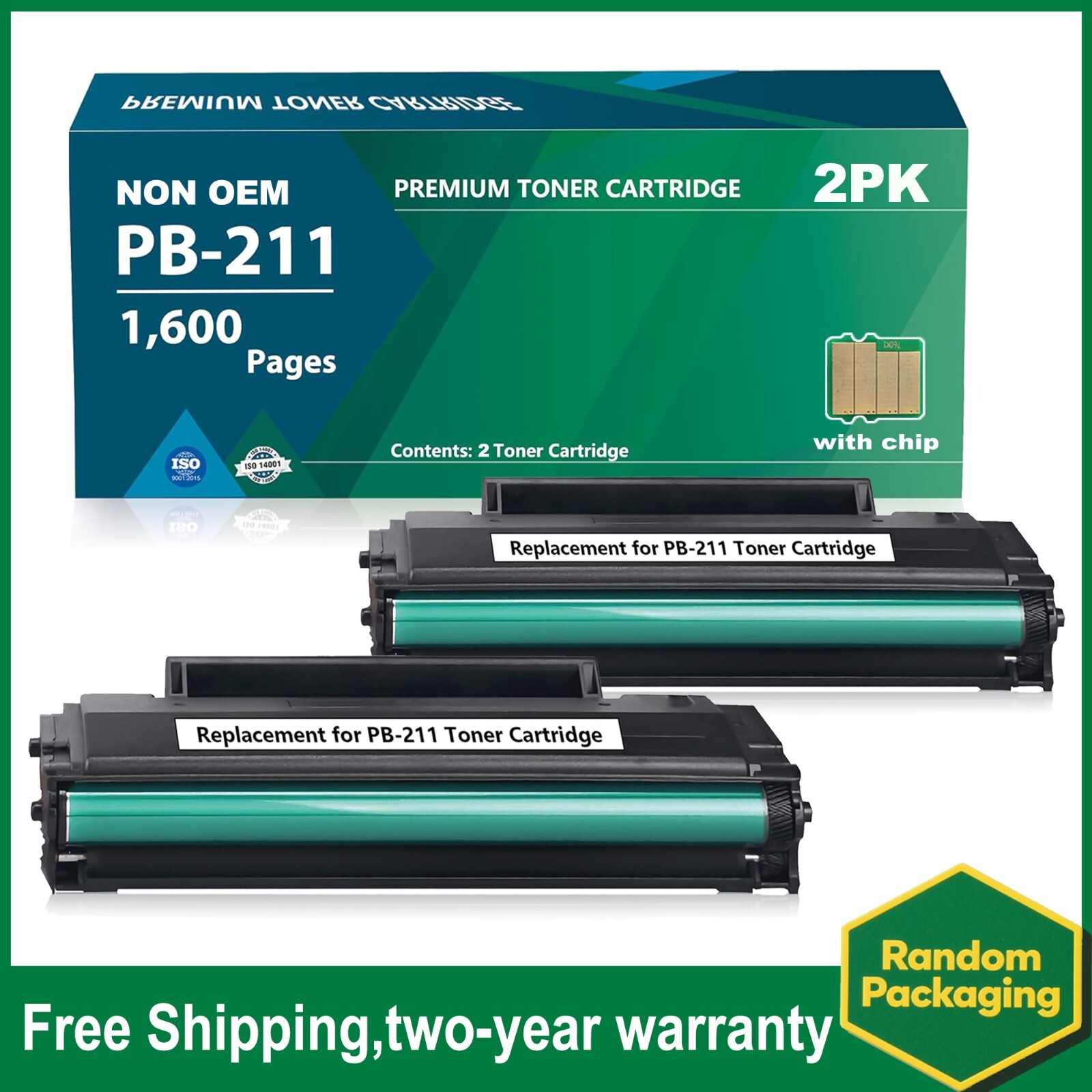 2PK PB-211 Toner With Chip For Pantum  P2500W P2500NW M6600NW M6550NW