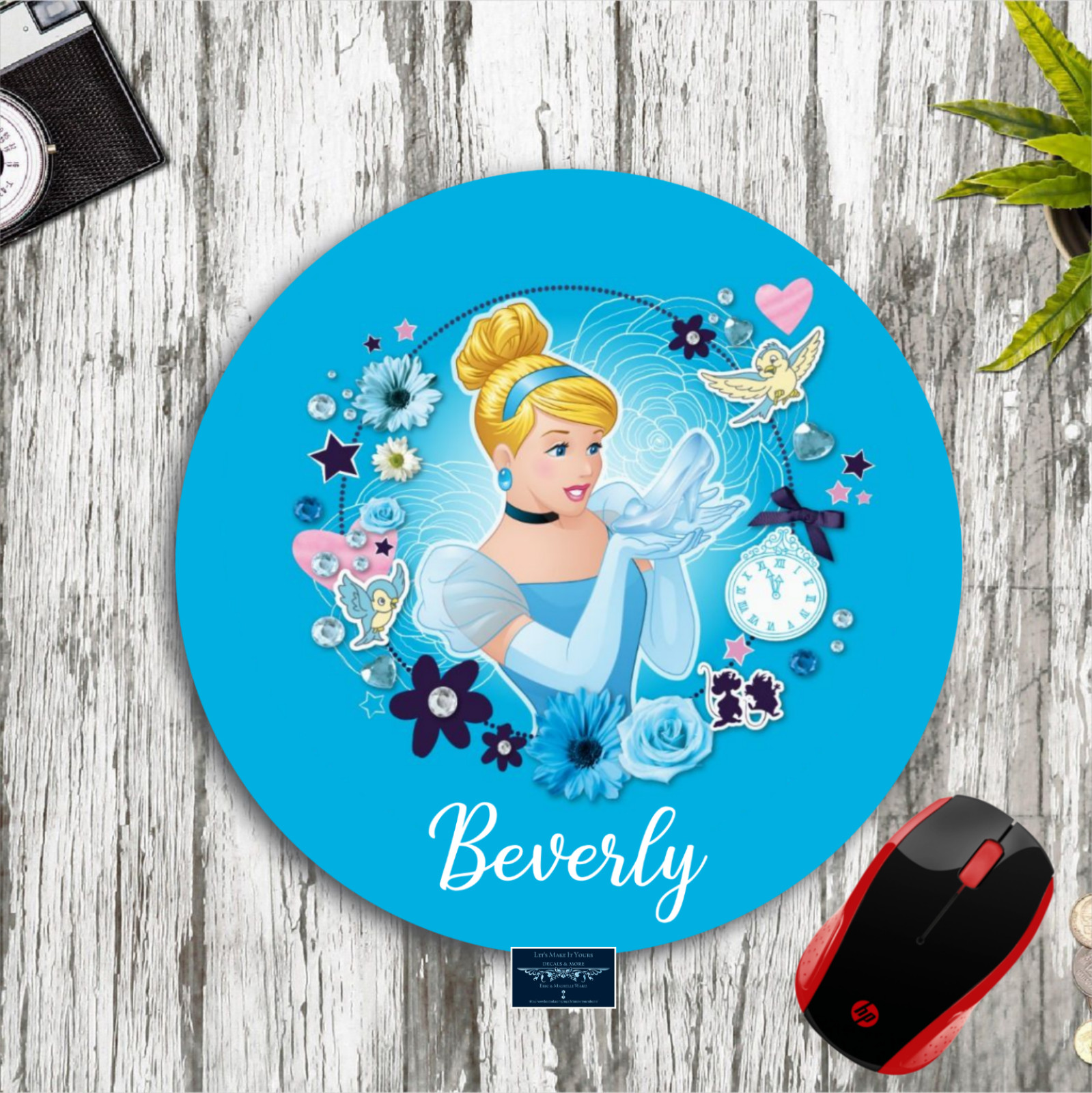 CINDERELLA PERSONALIZED YOUR NAME DISNEY INSPIRED CUSTOM PC DESK MAT MOUSE PAD 