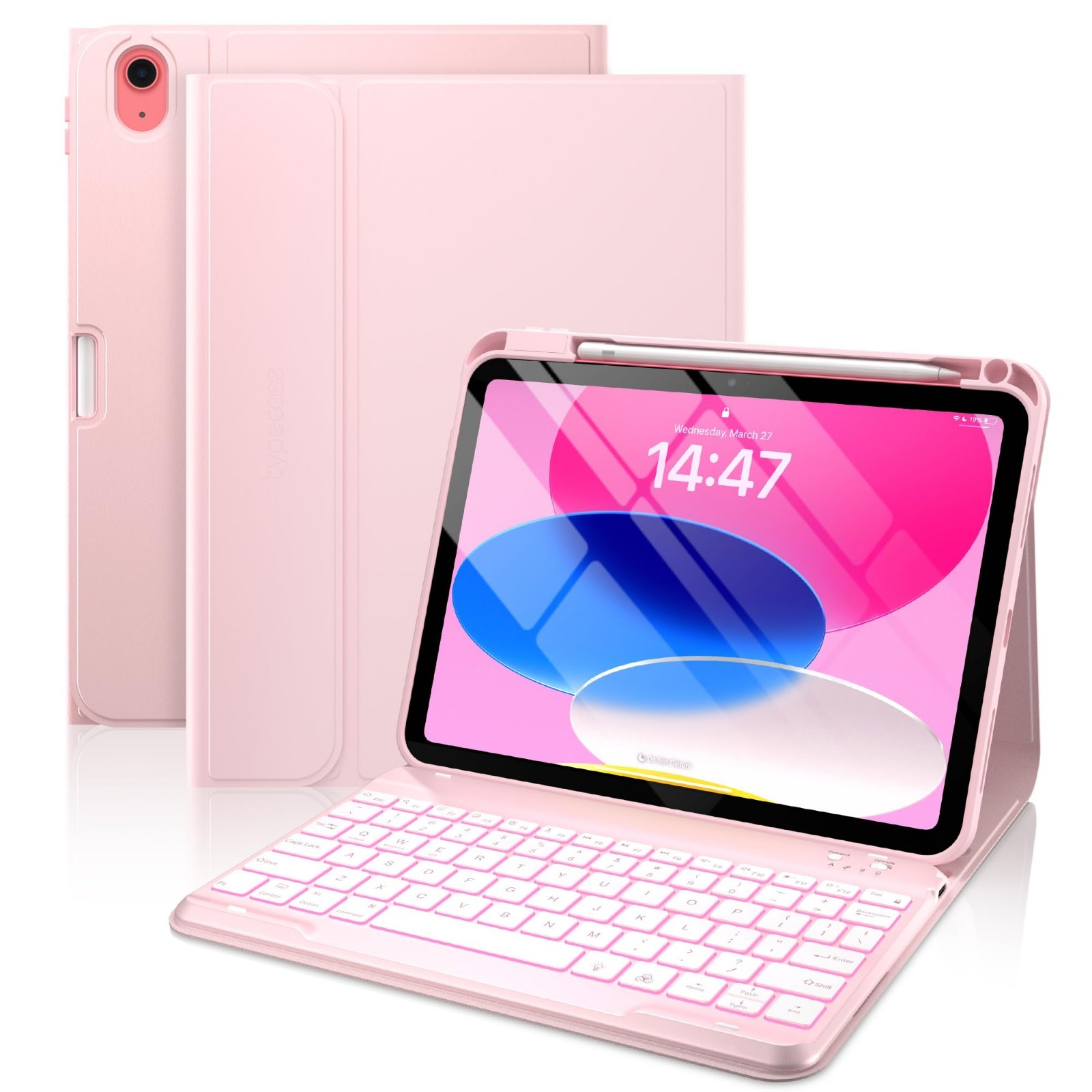 Ultra-Light iPad 11th/10th Gen Case with Keyboard, Folio Design, Slim & Stylish