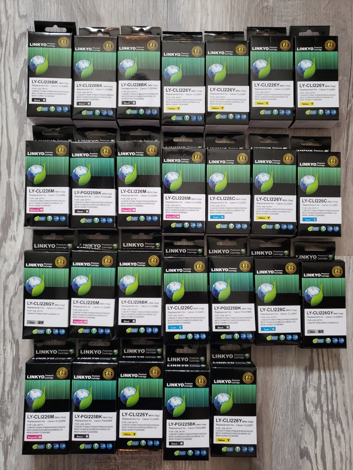 Linkyo Ink Cartridge Replacement for CANON 226 225 PIXMA - Lot of 26