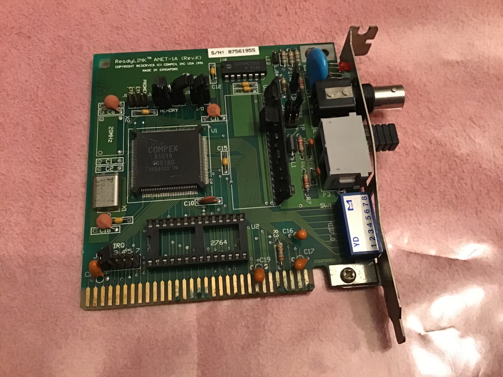 VINTAGE ARCNET ReadyLINK ANET-1A Compex 91016 A/Net-1 8-bit ISA PC/ XT/AT Card