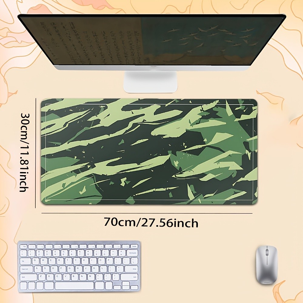 1pc High-Definition Printed Pattern Mouse Pad, Green Black Kamo Theme Pattern