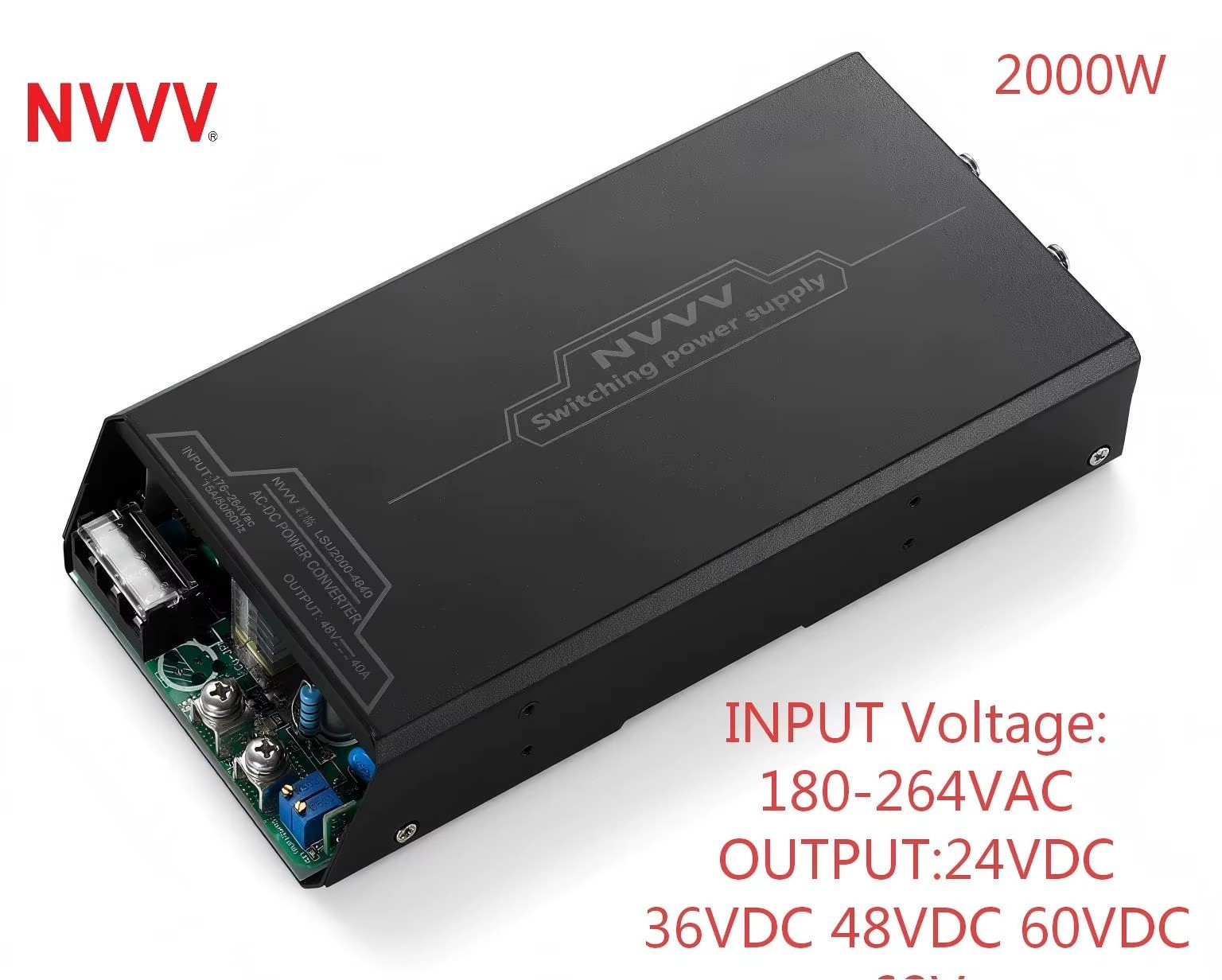 NVVV 2000W Industrial Switching Power Supply AC 180-264V DC 24V/36V/48V/60V/68V