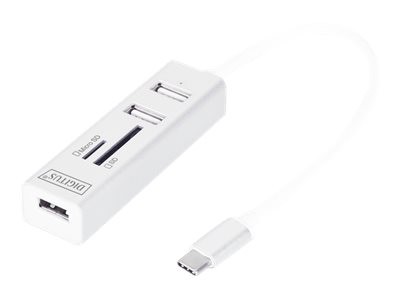 DIGITUS OTG USB 2.0 Type C Hub with Card Reader with 3x Card Reader DA-70243