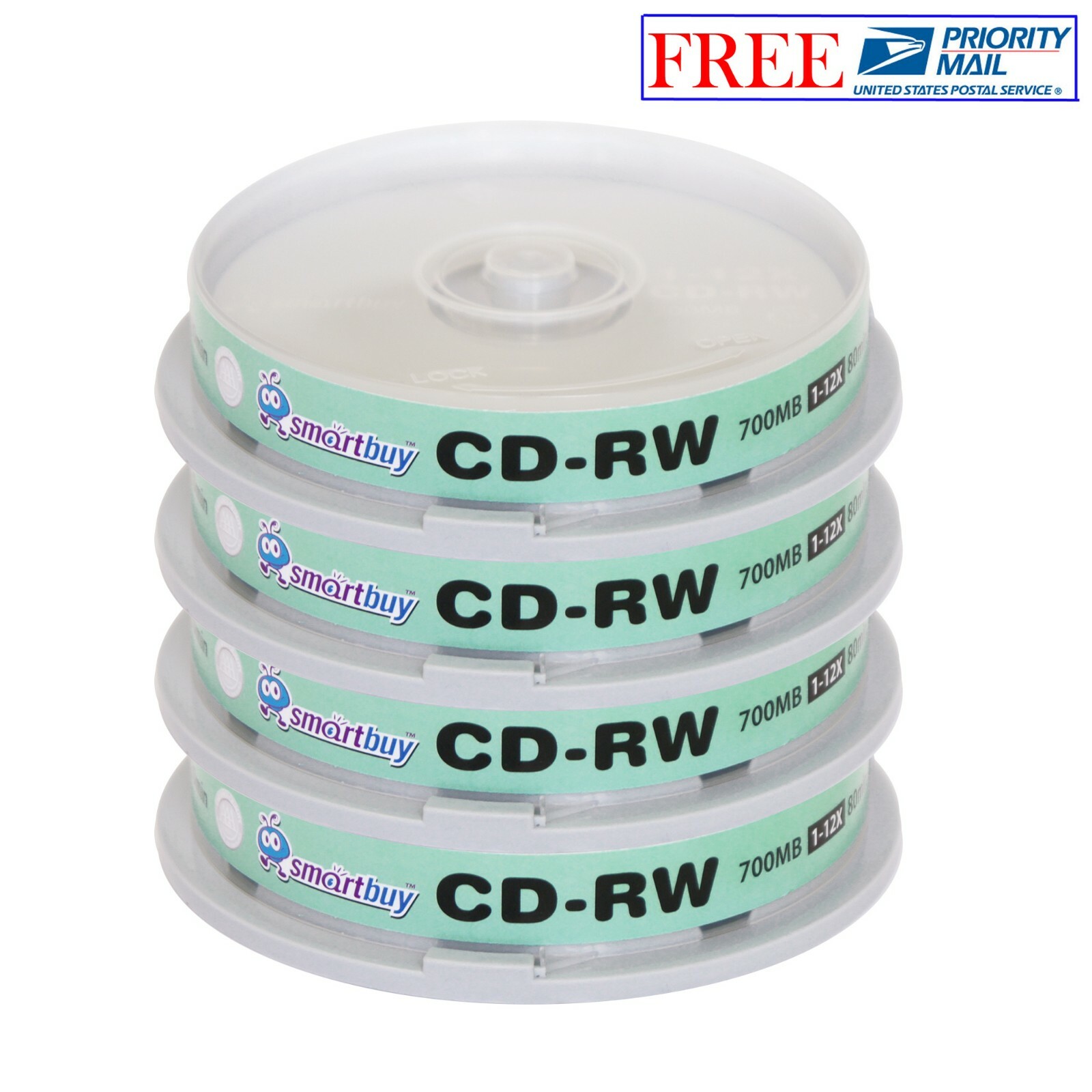 40 Pack Smartbuy CD-RW 1-12X 700MB/80Min High Speed Branded Logo Rewritable Disc