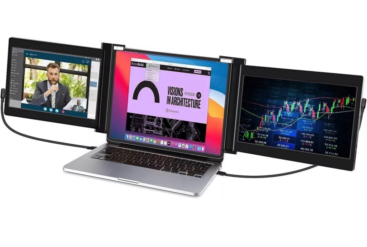 NEW 11.6 Inch Portable Tri-Screen Laptop Dual Monitor PC MAC Chrome FAST SHIP