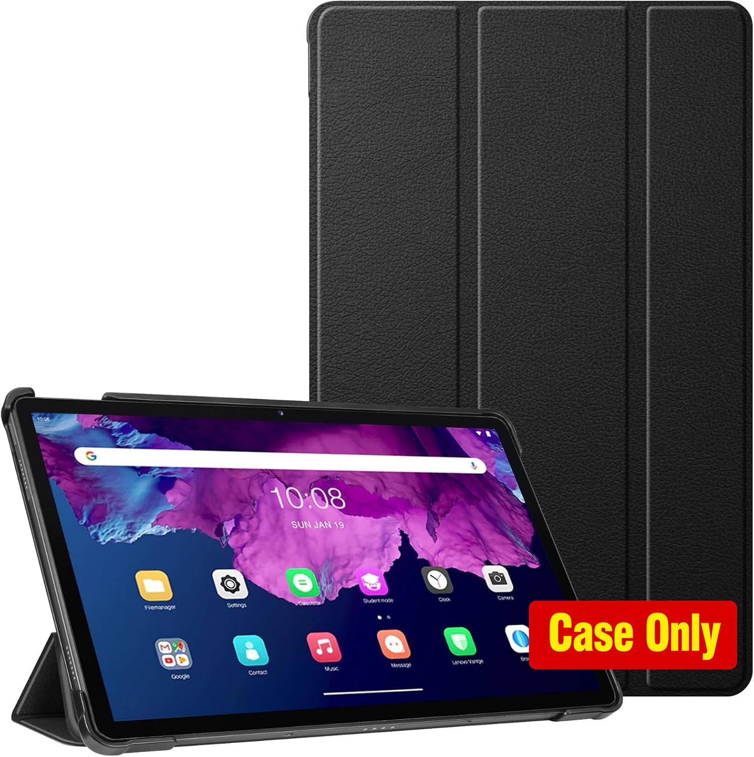 Black Slim Shell Stand Cover Case for Lenovo Tab P11 Plus 2021, Lightweight Desi