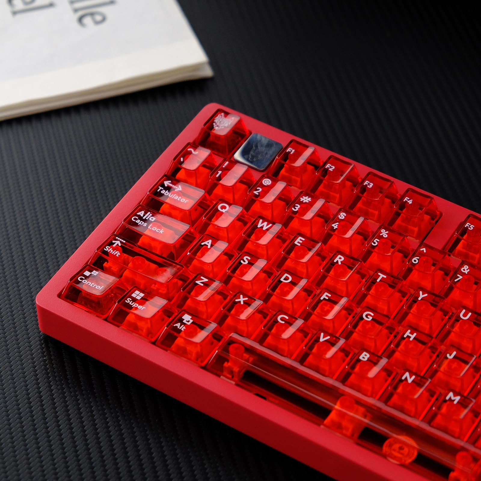 114 Keys Transparent Keycaps PC Cherry Profile Red Crystal Clear Set
