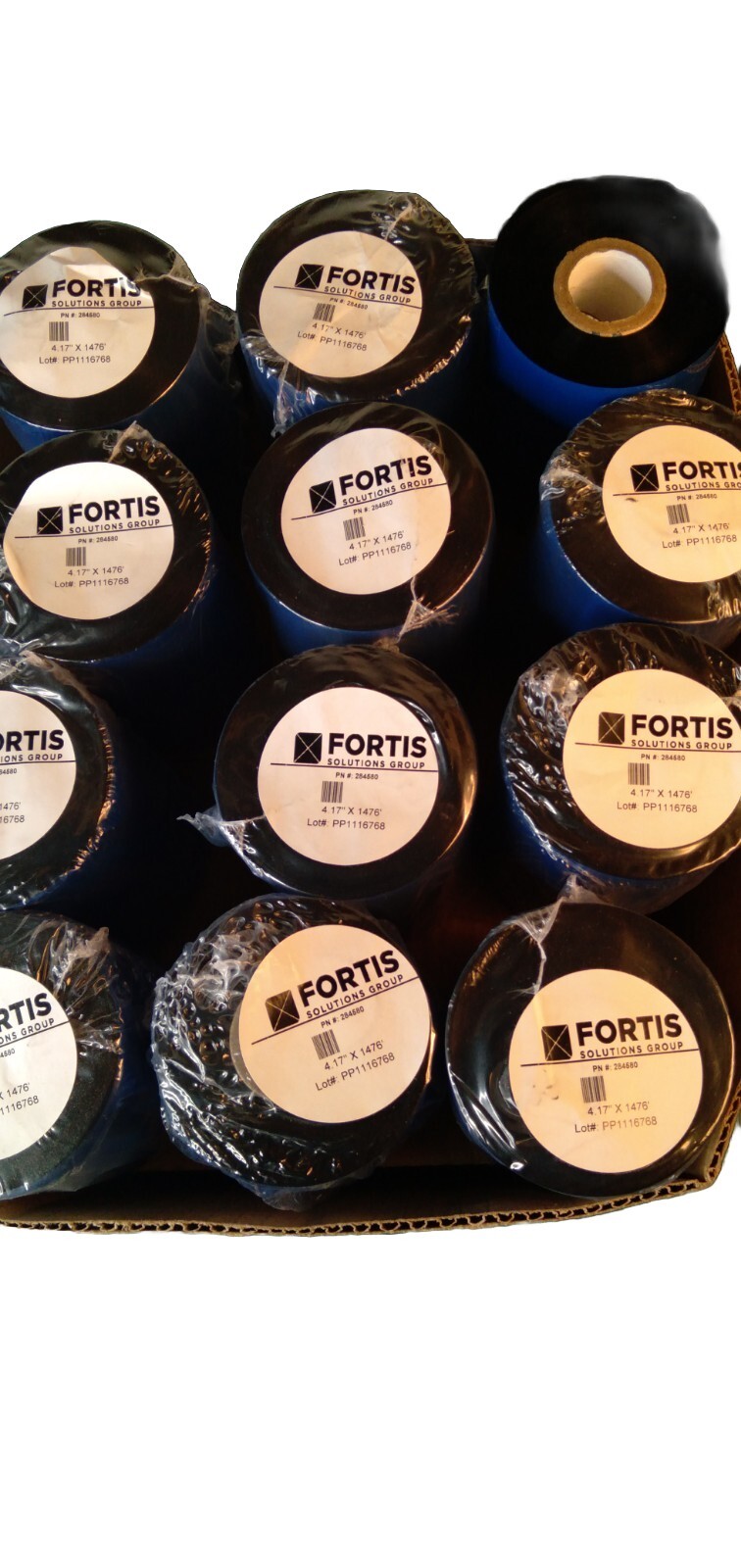Fortis Solutions Group 4.17" x 1476' Black Wax Ribbon 284580 New Lot Of 12