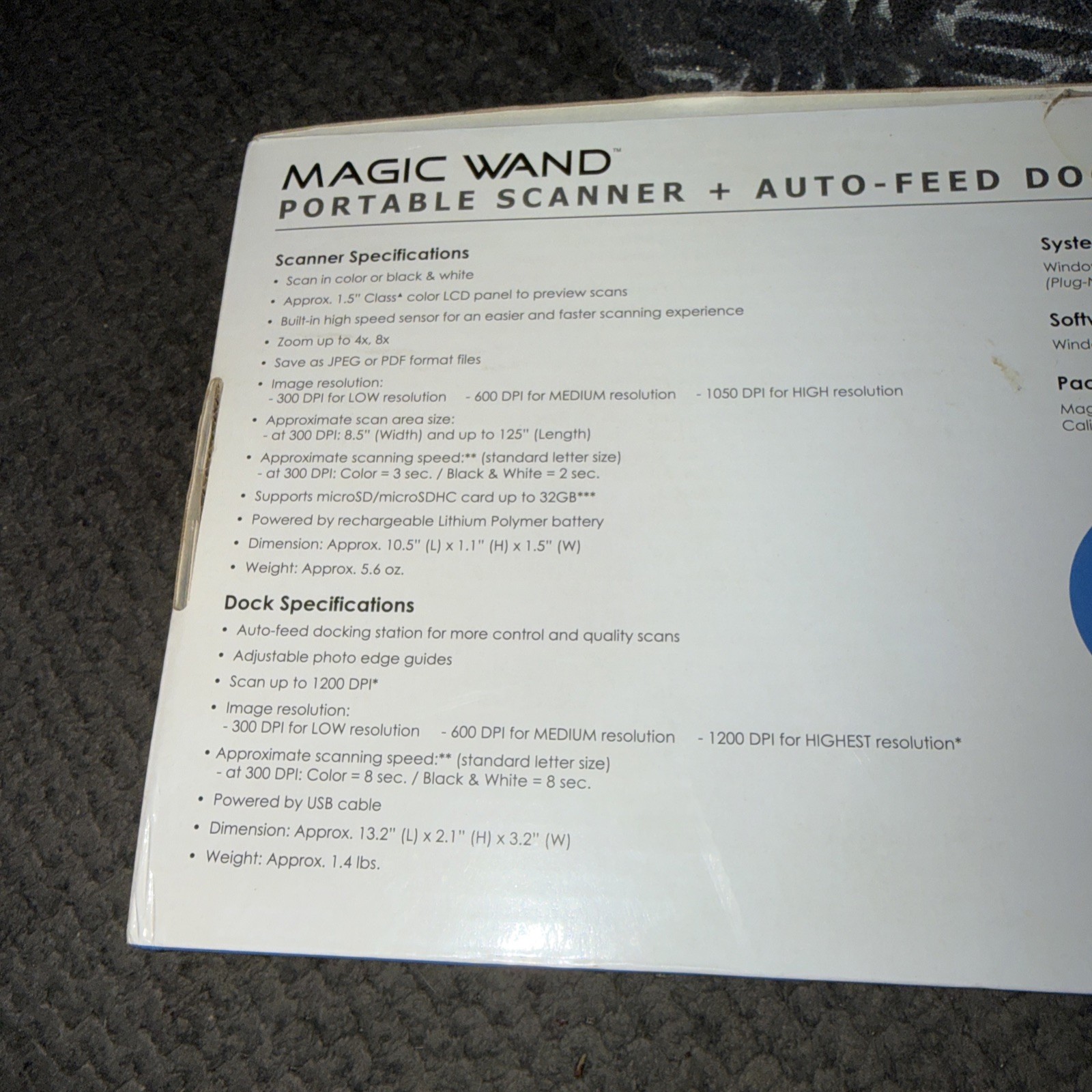 VuPoint Solutions Magic Wand Portable Handheld Scanner & Auto-Feed Dock NIB New