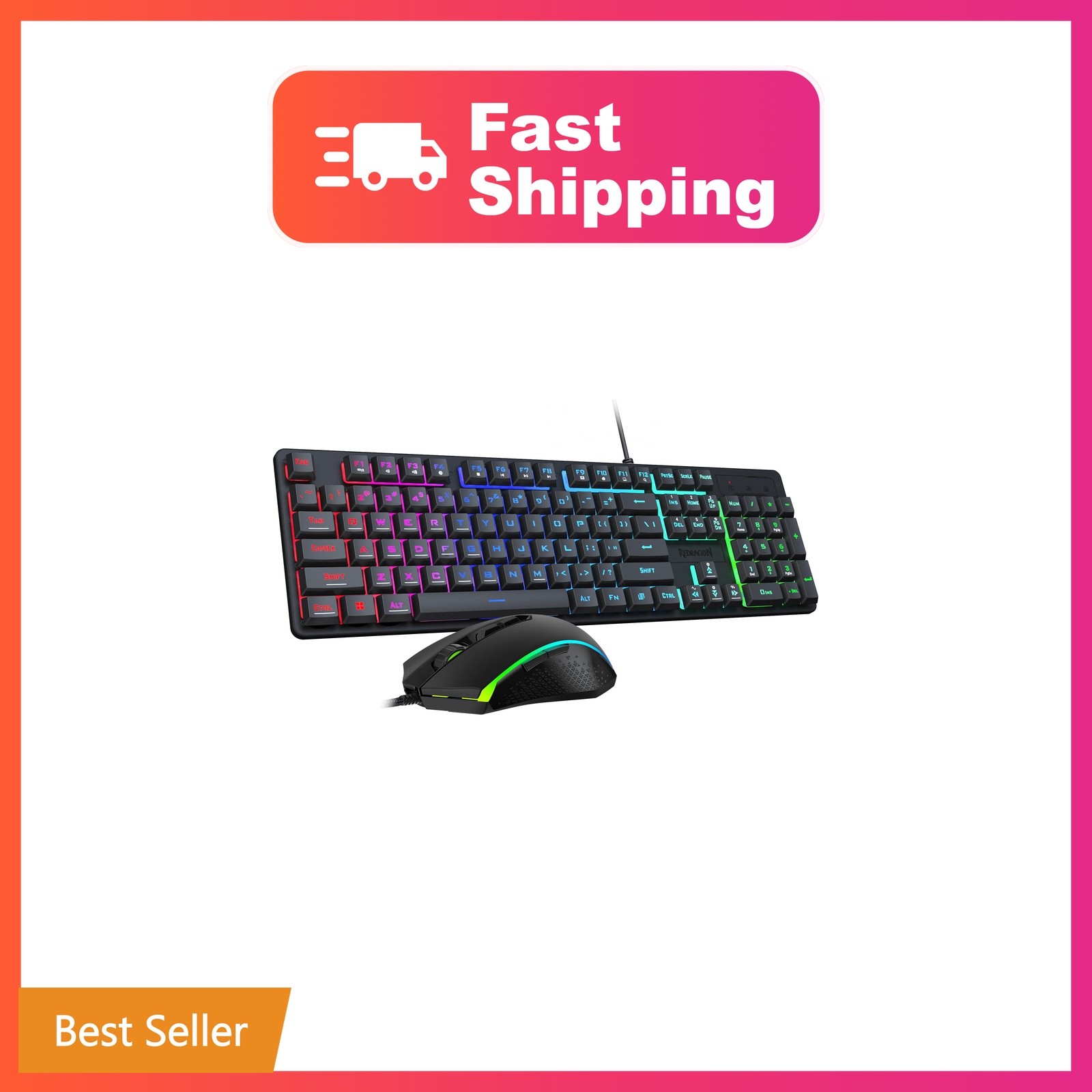 Redragon Updated S107 Gaming Keyboard and Mouse, RGB Gaming Keyboard and 1000...
