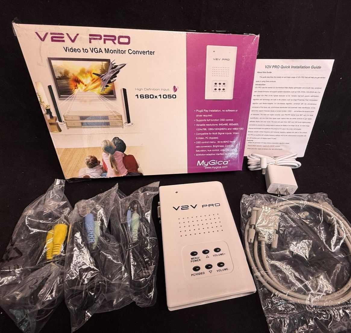 MyGica V2V Pro Video to VGA Monitor Converter, Plug & Play Installation