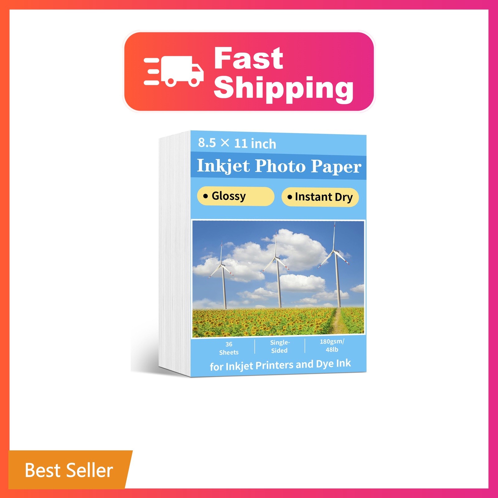 Reastar Glossy Photo Paper 8.5 × 11, 36 Sheets Inkjet Photo Printer Paper | I...