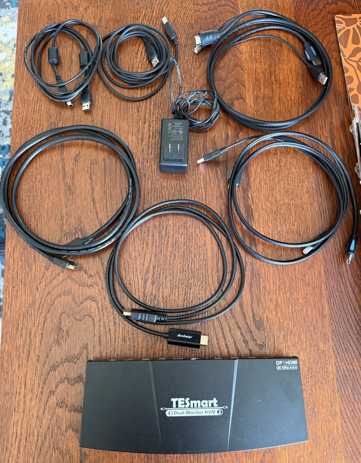 TESmart 4x2 Dual Monitor KVM Switch HDMI 4K@60Hz HKS0402A1U w/ extra cables