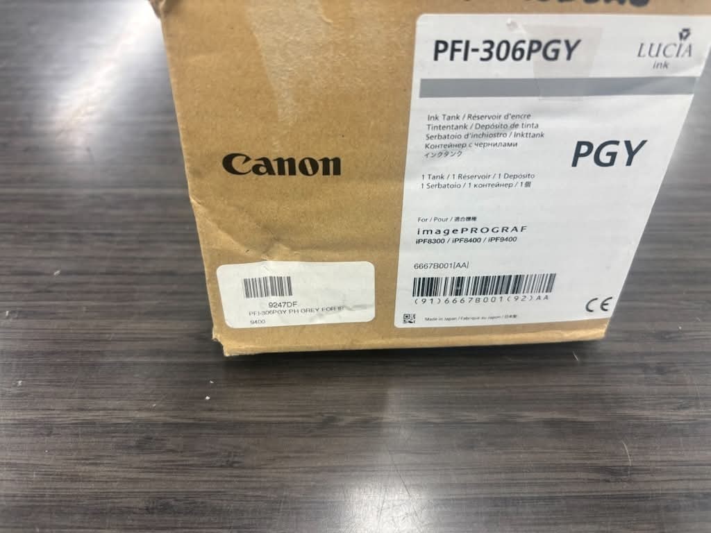 Canon PFI-306 PGY Photo Gray Genuine Ink Tank Cartridge OEM Printer Ink SEALED