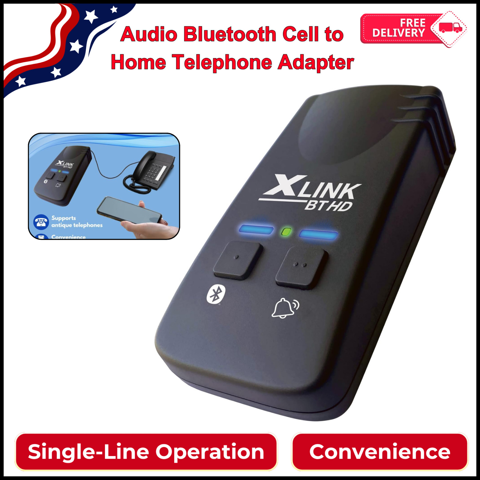 Bluetooth Cell to Home Telephone Adapter XLink BT HD High Definiton Audio One