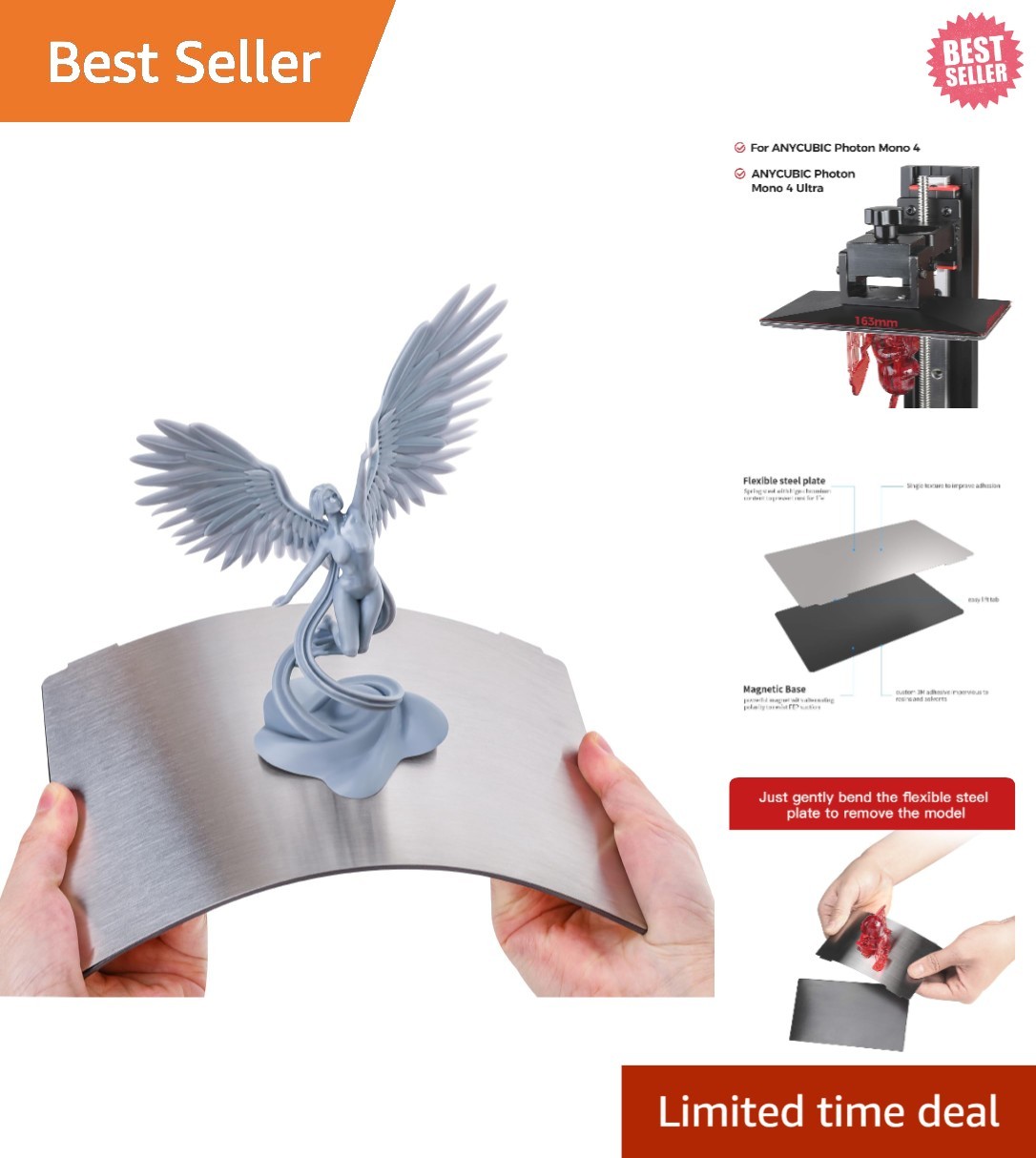 Enhanced 3D Printing with 2 Pack Magnetic Base and Spring Steel Plates 163x89mm