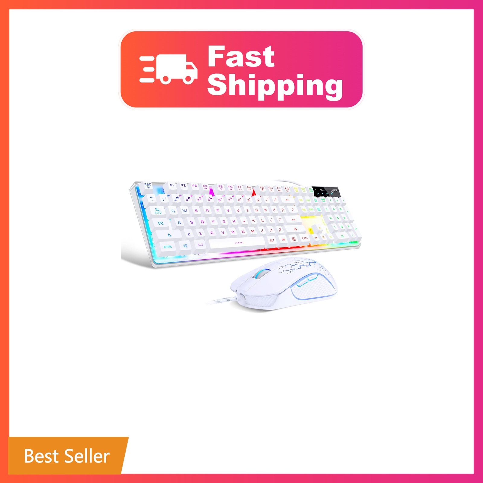Gaming Keyboard and Mouse Combo, K1 RGB LED Backlit Keyboard with 104 Key for...