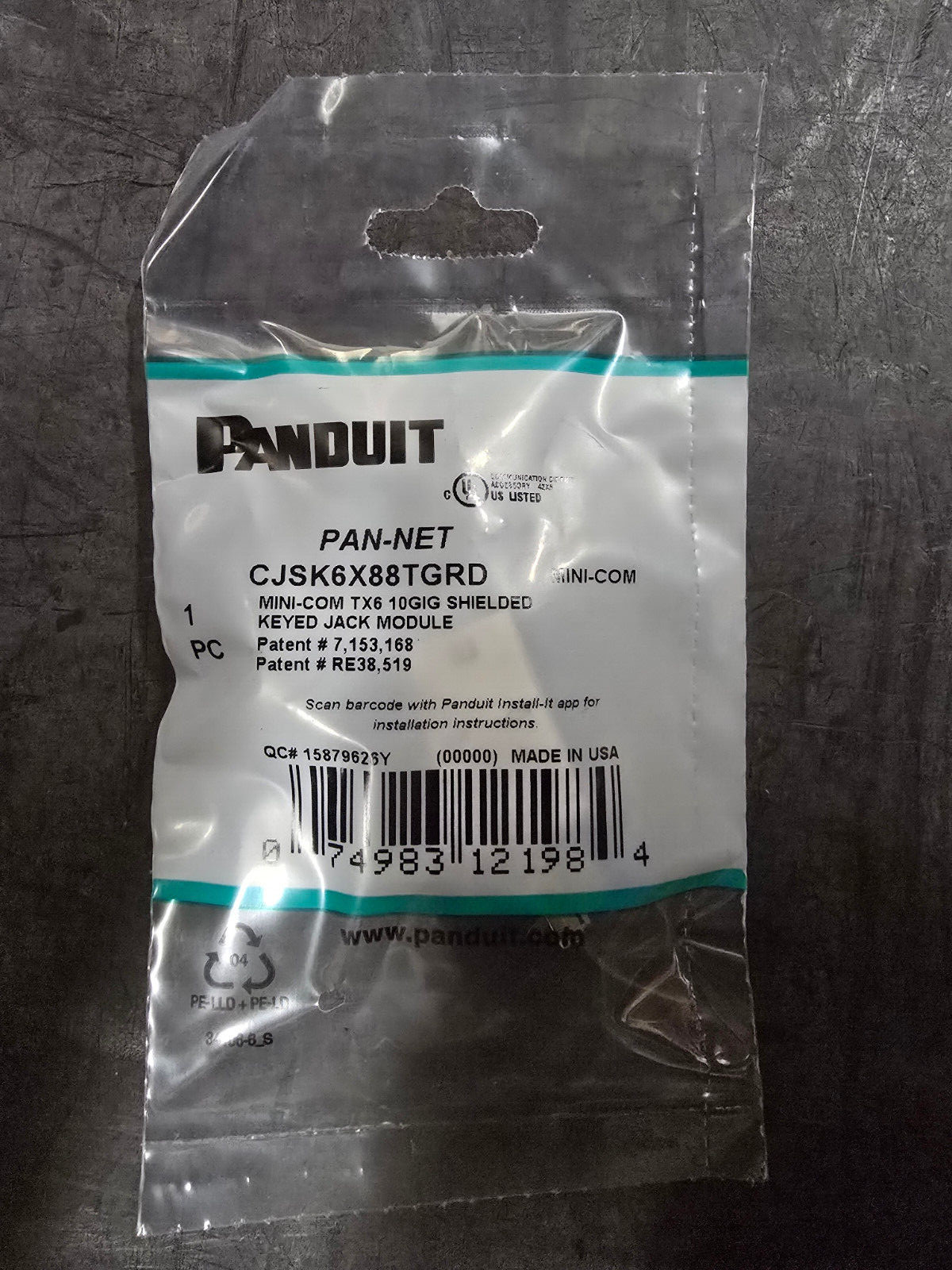 ***NEW*** Panduit CJSK6X88TGRD Mini-Com STP RJ45 Cat 6A Keyed TG Jack Module Red