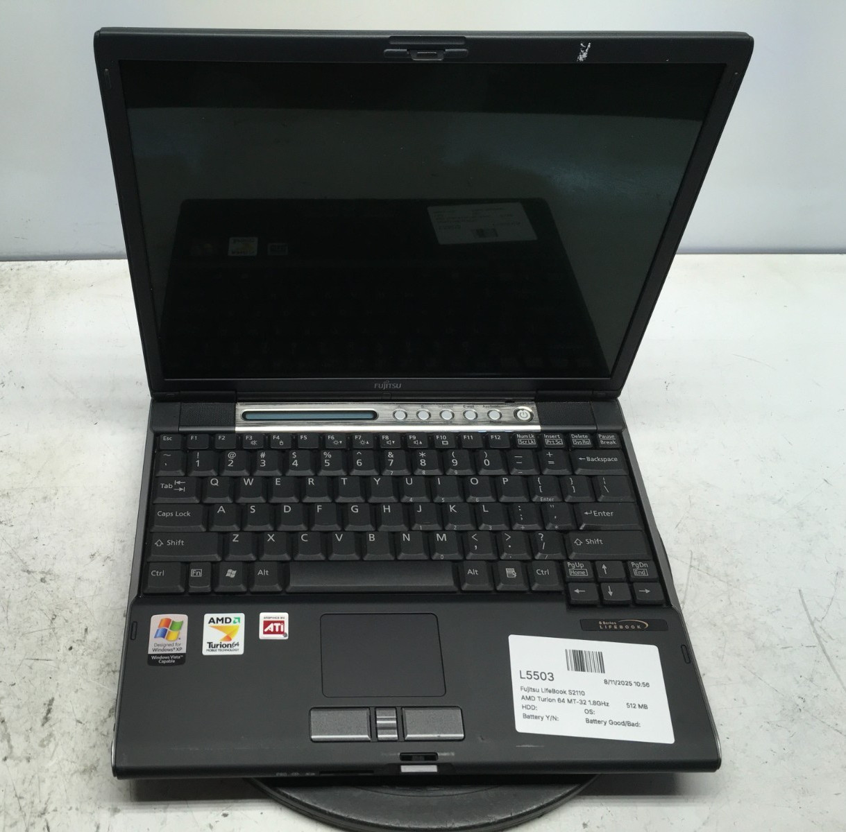 Fujitsu LifeBook S2110 AMD Turion 64 MT-32 1.8GHz 512 MB NO HDD