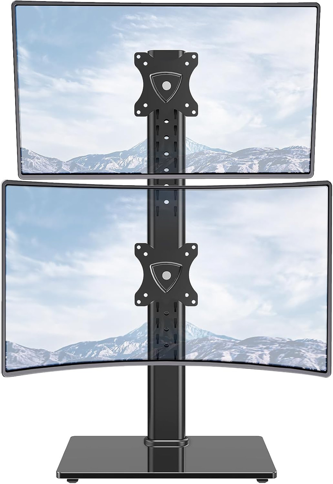 Dual Monitor Stand, VESA Compatible, Adjustable Height Swivel Tilt 13-32 inch